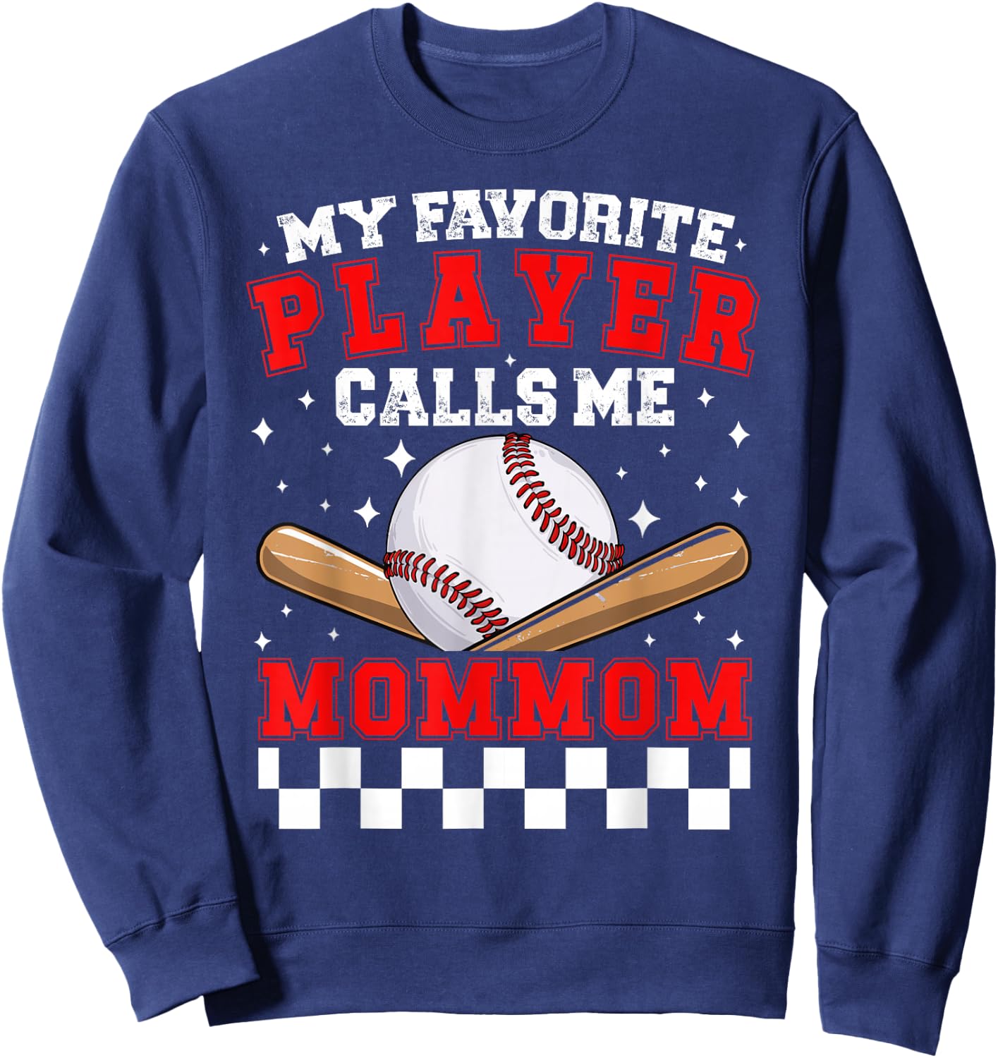 Proud Baseball Mommom Of A Baseball Player Mommom Sweatshirt - Sweatshirt | Navy