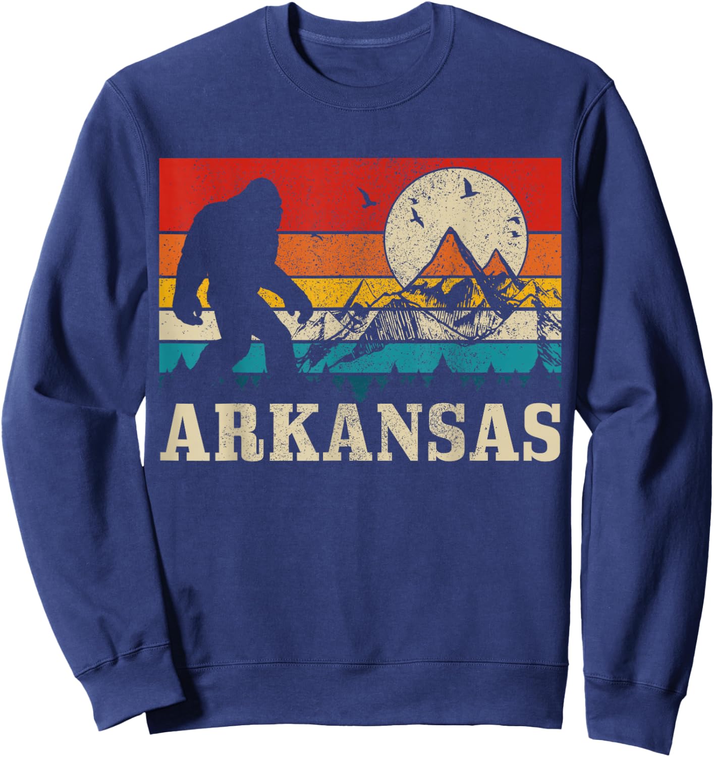Arkansas Bigfoot Vintage Mountains Hiking Camping Gift Sweatshirt - Sweatshirt | Navy