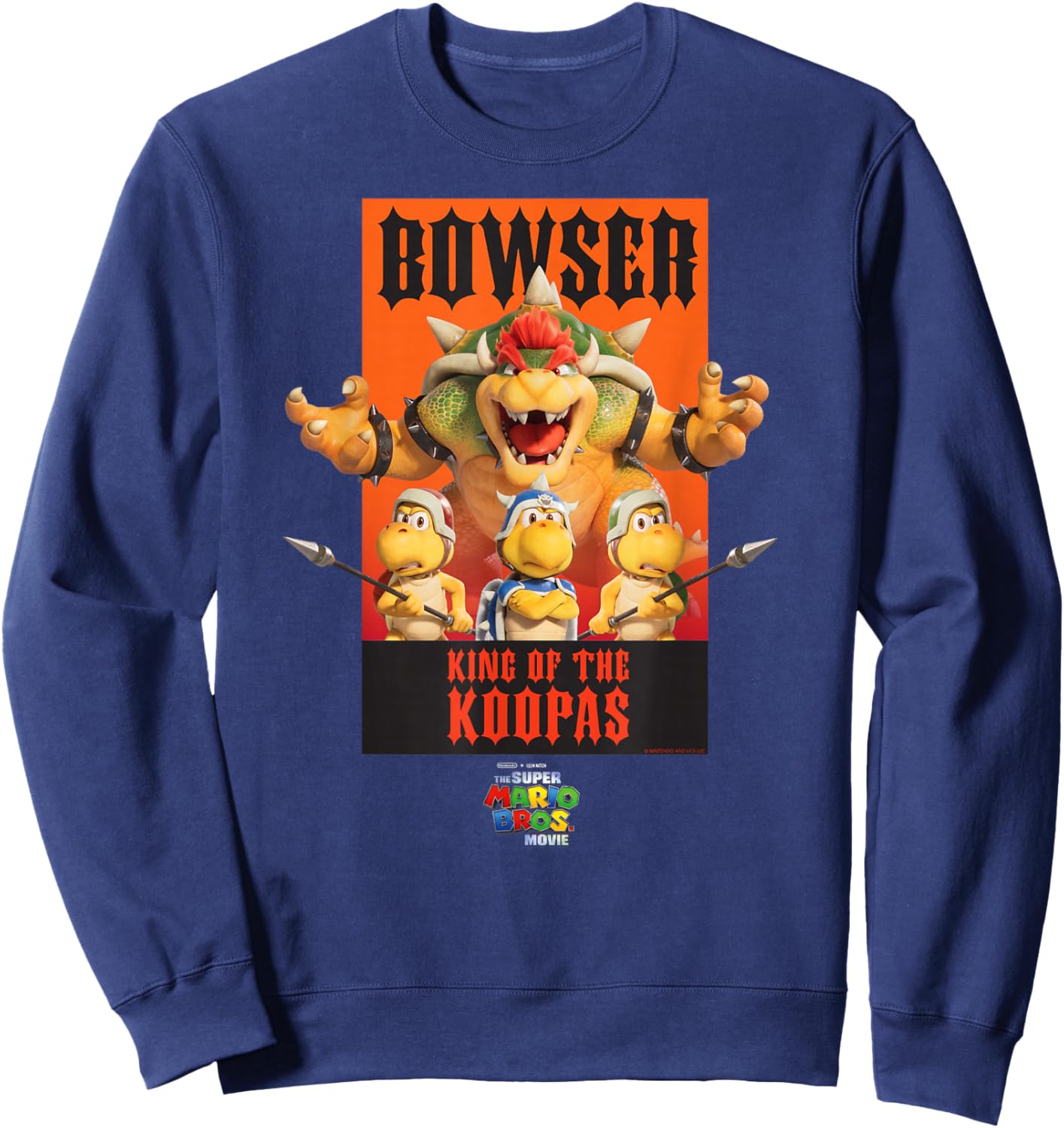 The Super Mario Bros. Movie Bowser King of The Koopas Poster Sweatshirt - Sweatshirt | Navy