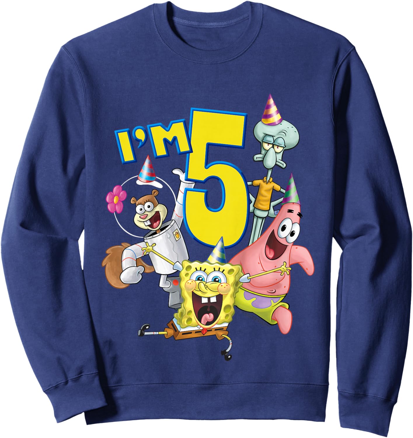 Kids Spongebob Squarepants 5th Birthday Today I'm 5 Sweatshirt - Sweatshirt | Navy