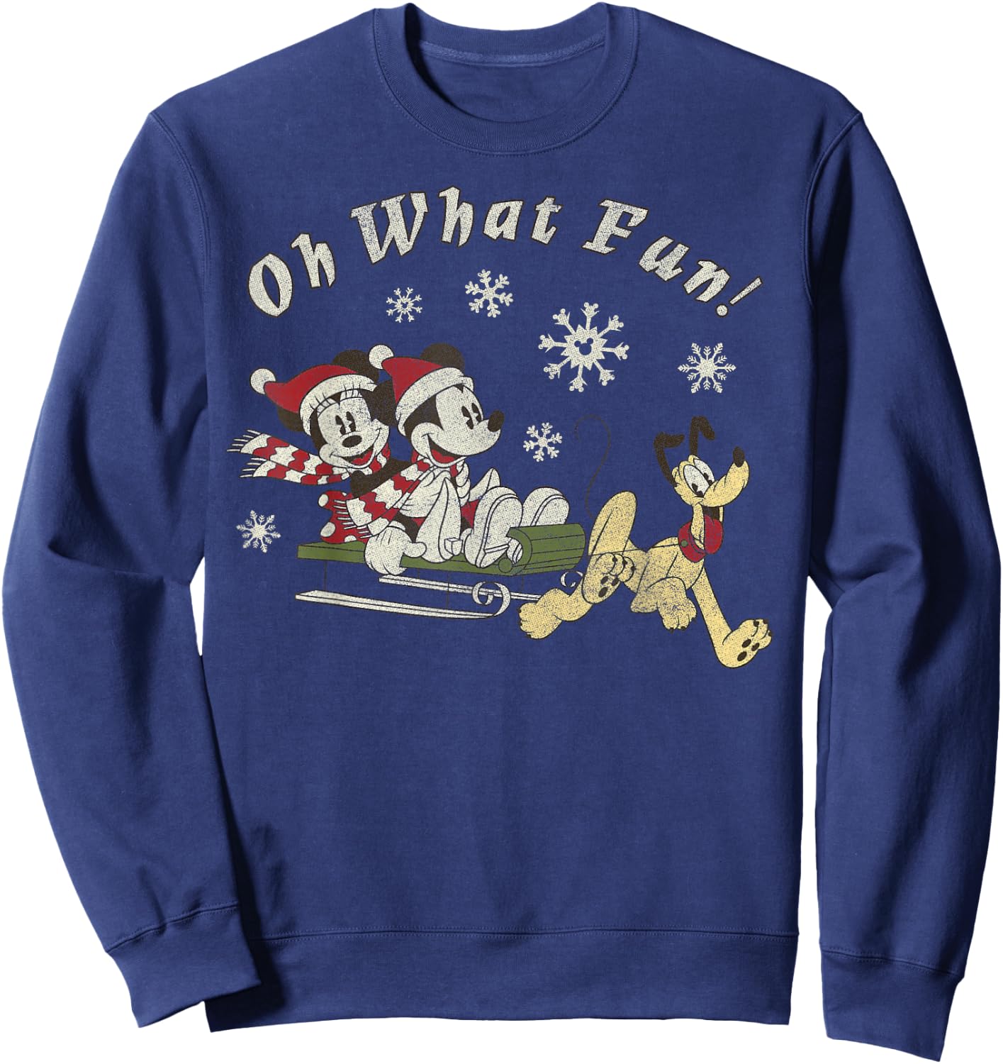 Disney Mickey Minnie and Pluto Oh What Fun Christmas Sled Sweatshirt - Sweatshirt | Navy