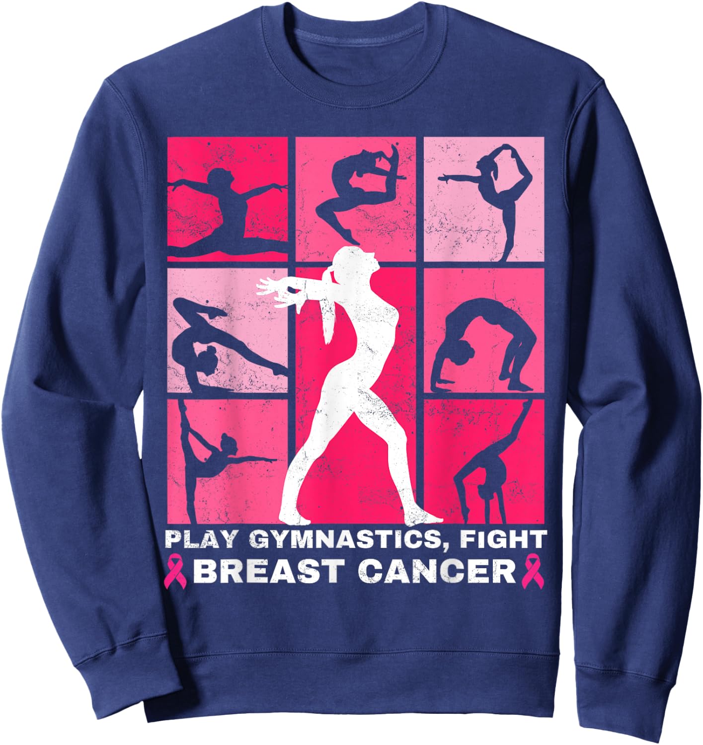 Gymnastics Lovers Breast Cancer Awareness For Gymnast Girls Sweatshirt - Sweatshirt | Navy
