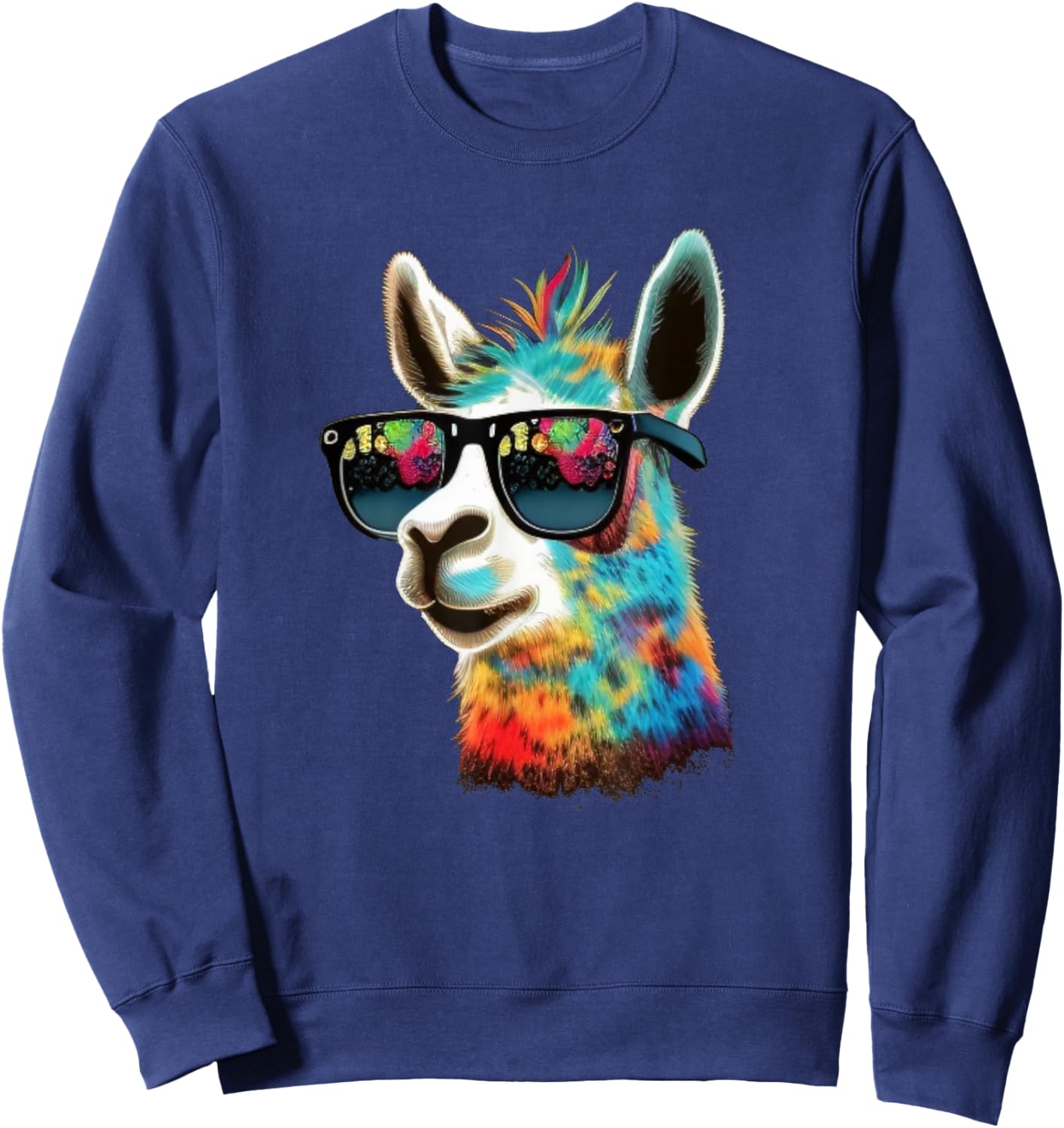 Nice colorful Llama with Sunglasses Sweatshirt - Sweatshirt | Navy