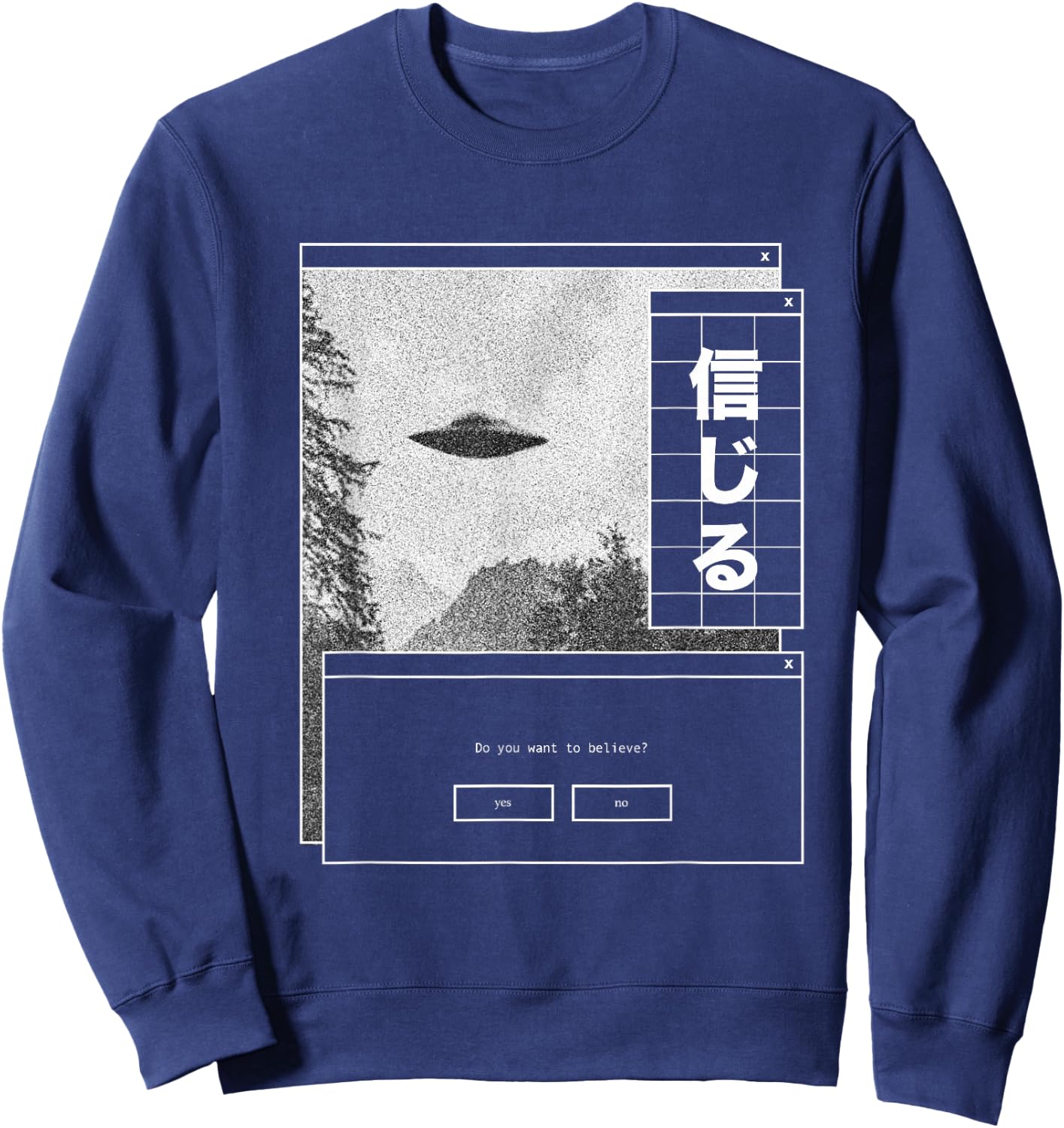 UFO Vaporwave Aesthetic | Japanese 80s Synthwave | Japan Sweatshirt - Sweatshirt | Navy