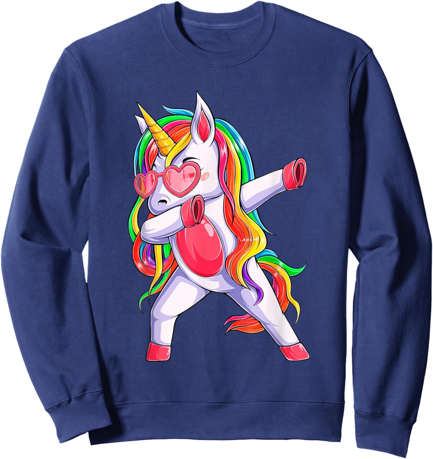 Dabbing Unicorn Party Birthday Rainbow Girls Kids Women Dab Sweatshirt - Sweatshirt | Navy