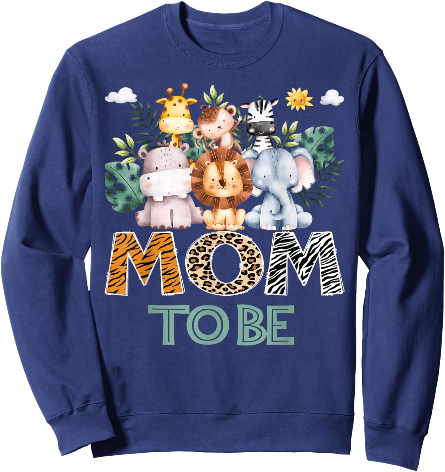 Soon To Be Mom Jungle Animal Safari Gender Reveal Sweatshirt - Sweatshirt | Navy