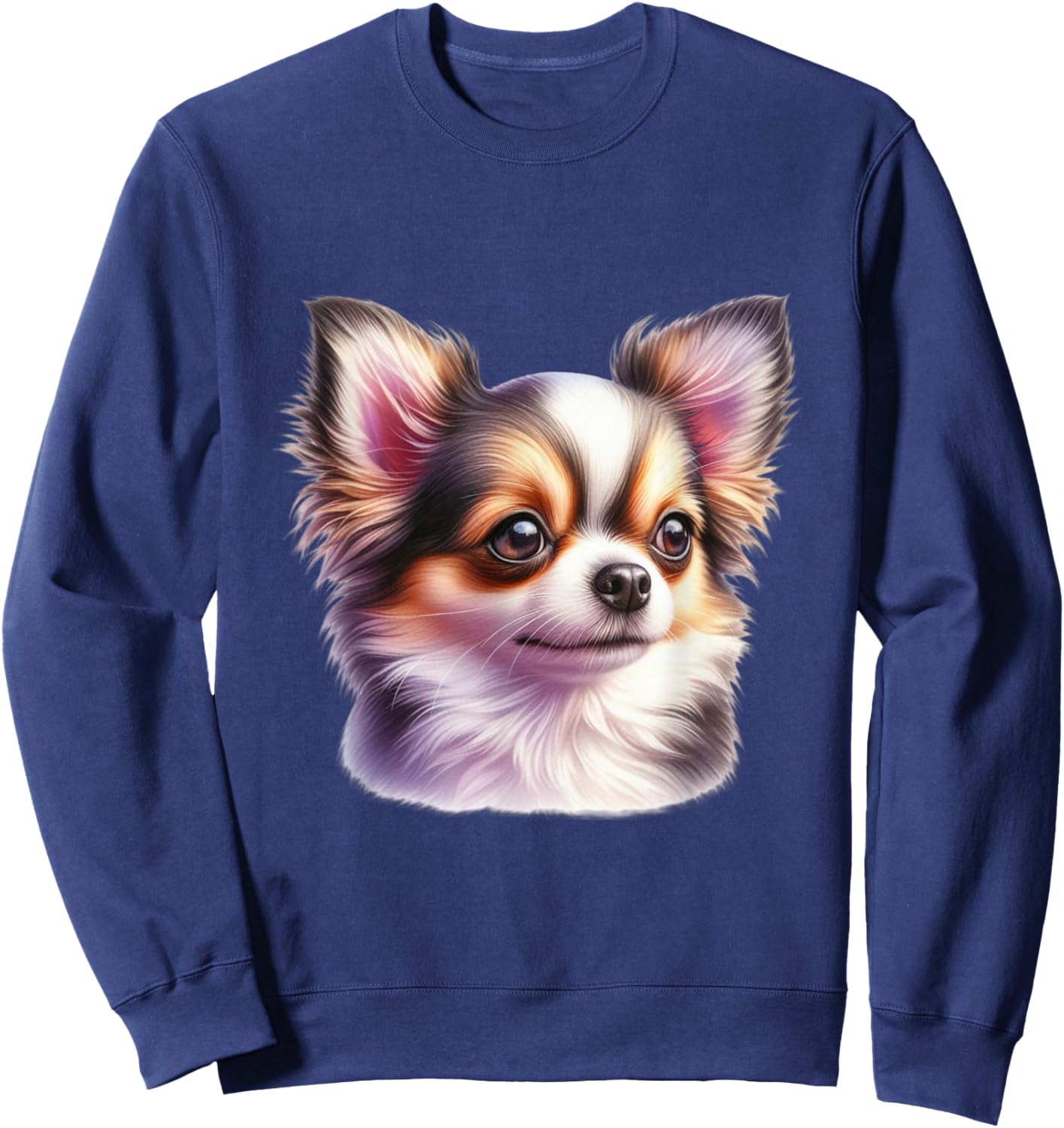 Chihuahua Floral Aquarell Langhaar Chihuahua Sweatshirt - Sweatshirt | Navy