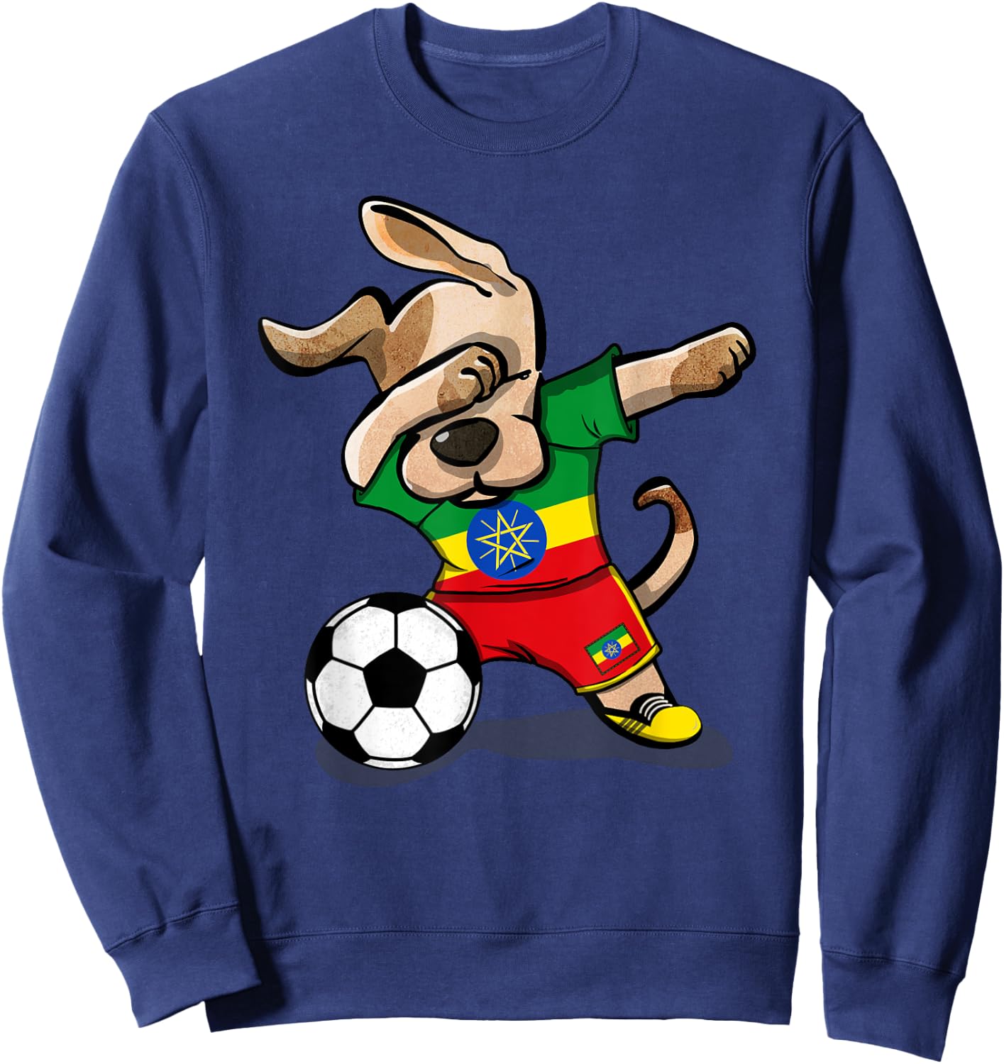 Dabbing Dog Ethiopia Soccer Fans Jersey Ethiopian Football Men Women Girls Kids Sweatshirt - Sweatshirt | Navy
