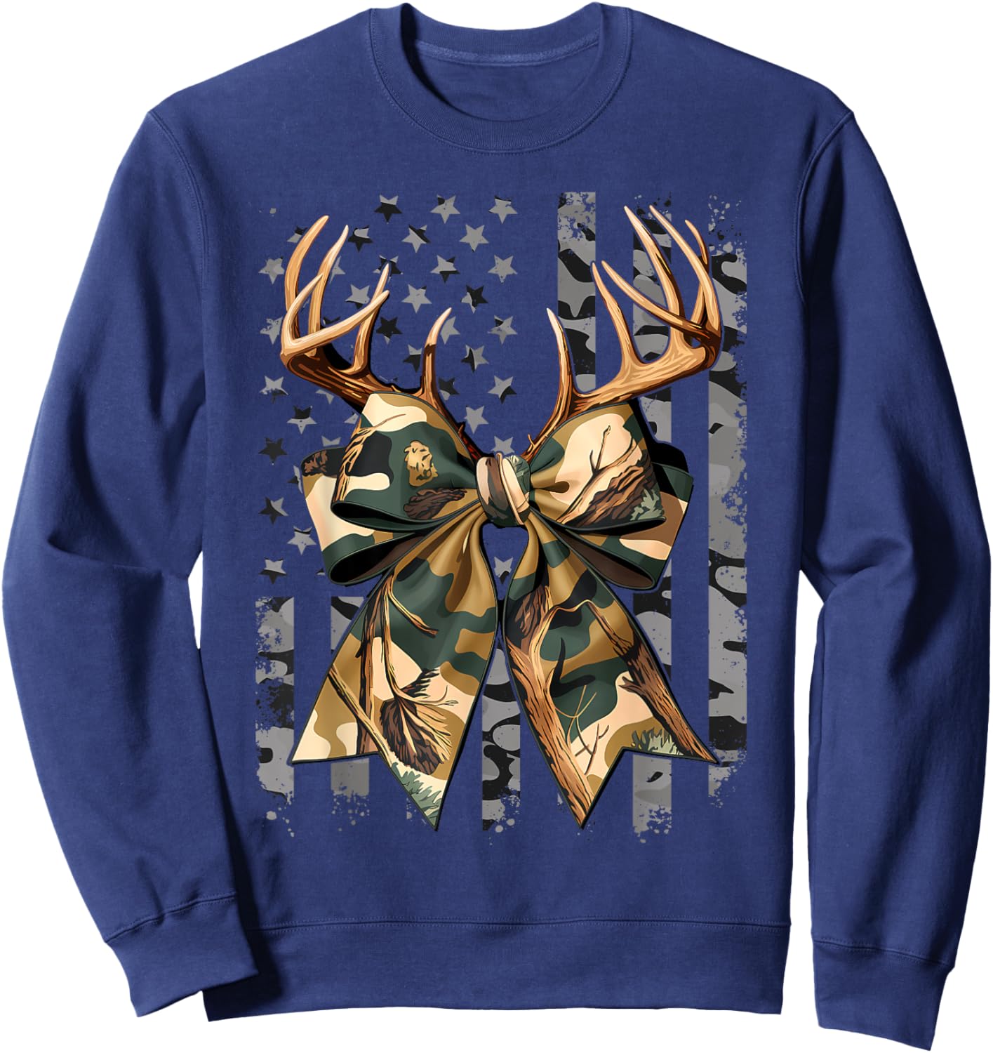 Camo Coquette Bow Deer Hunt Duck Hunting Women Girls Kids Sweatshirt - Sweatshirt | Navy