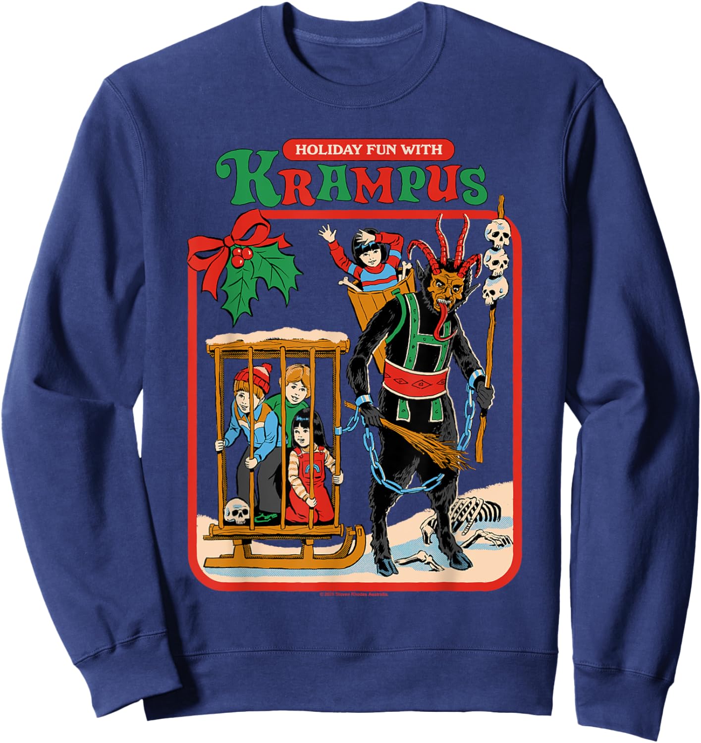 Fun with Krampus Christmas Retro Vintage Funny Adult Humor Sweatshirt - Sweatshirt | Navy