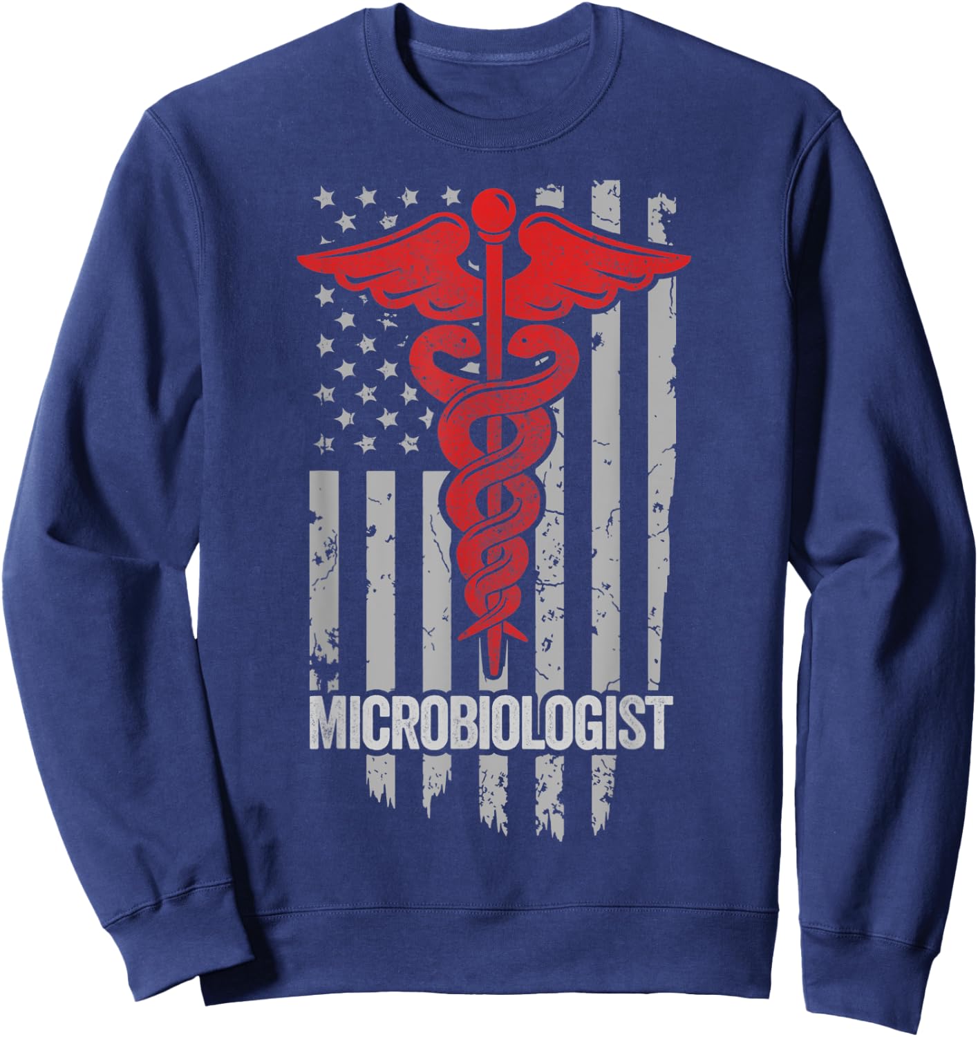 American Flag Microbiologist, Microbiology Doctor Specialist Men Sweatshirt - Sweatshirt | Navy