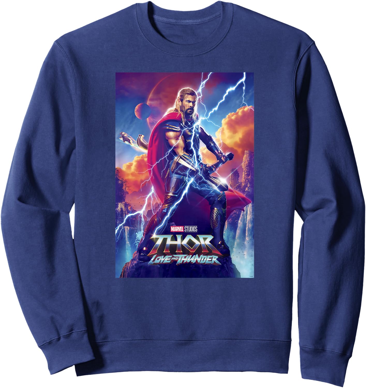 Marvel Thor: Love and Thunder Thor Odinson Poster Sweatshirt - Sweatshirt | Navy