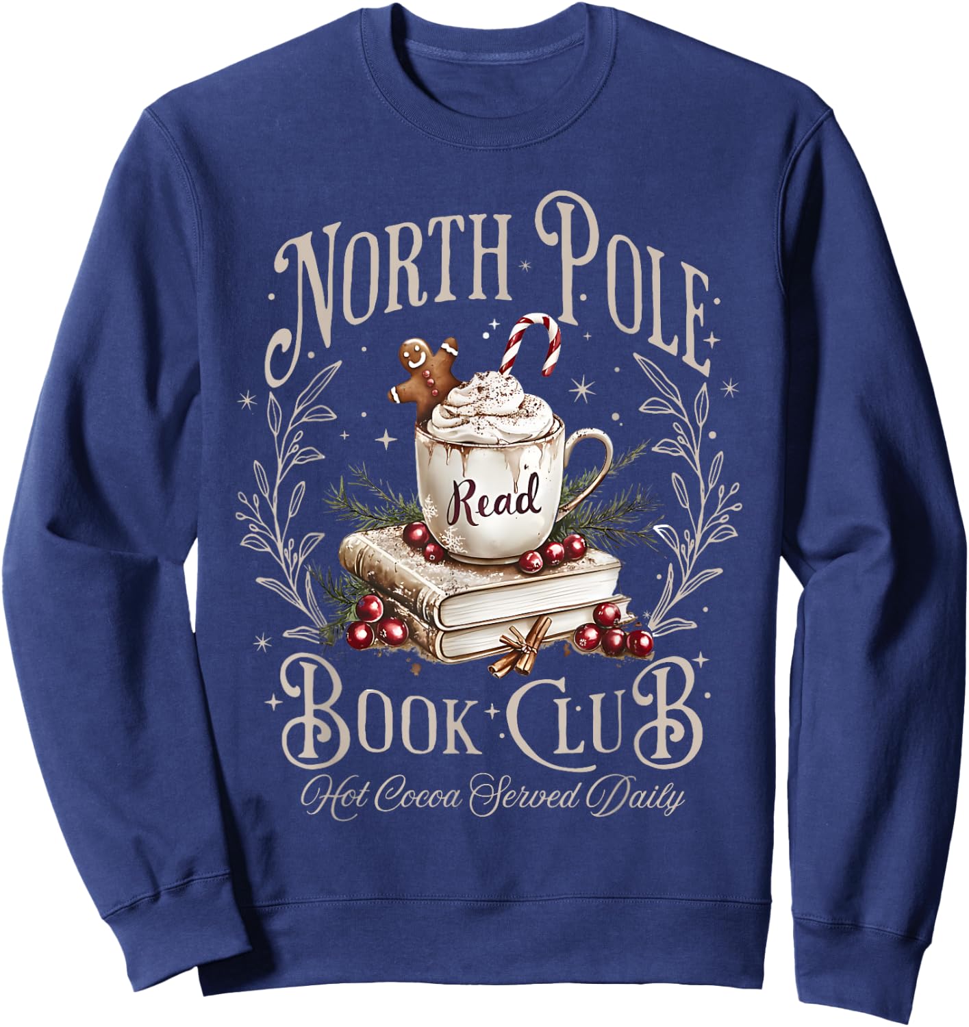 All Booked for Christmas Coquette Xmas Book Club Book Lovers Sweatshirt - Sweatshirt | Navy