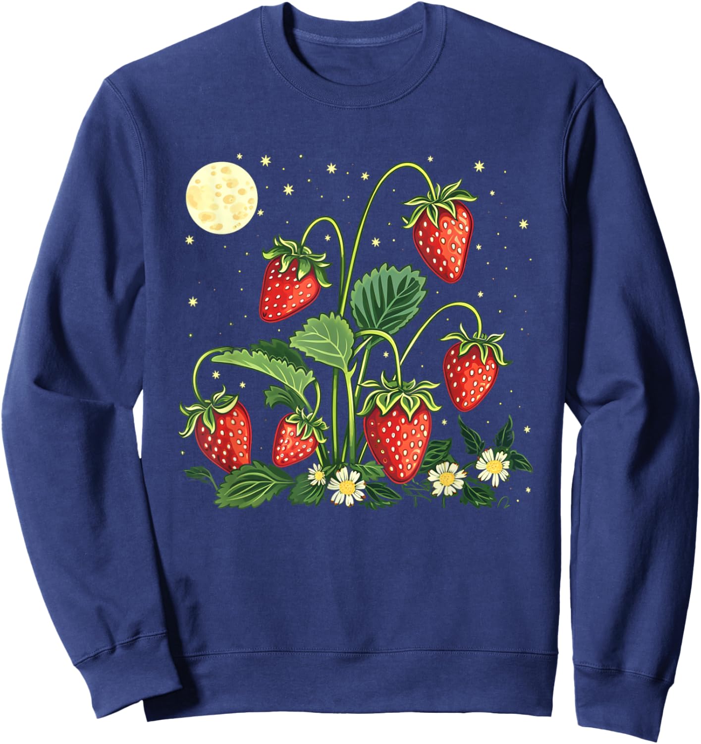Funny Strawberry Plants by Night with full moon outfit Sweatshirt - Sweatshirt | Navy