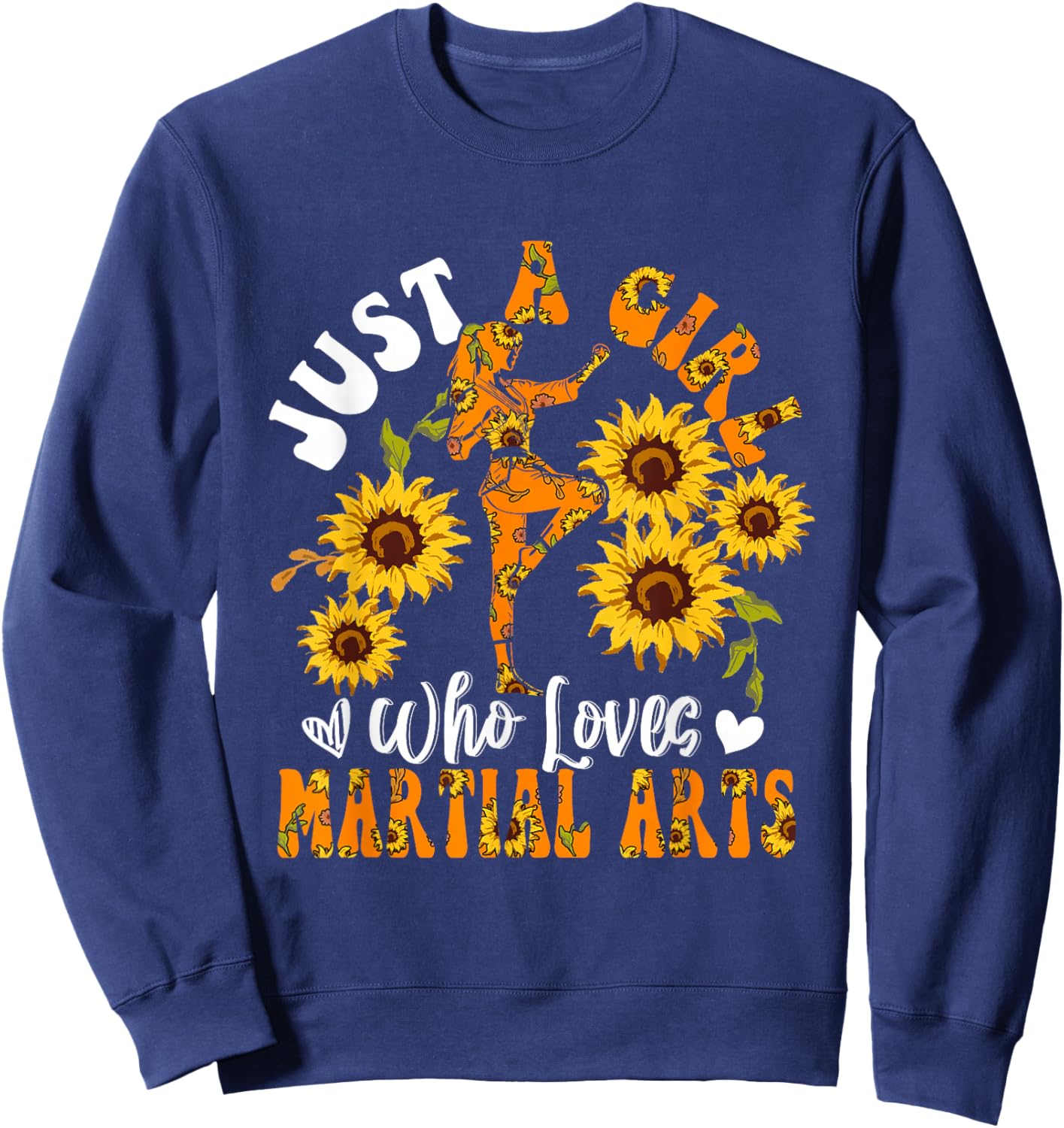 A Girl Loves Martial Arts Sport Lover Mother's Day Flowers Sweatshirt - Sweatshirt | Navy