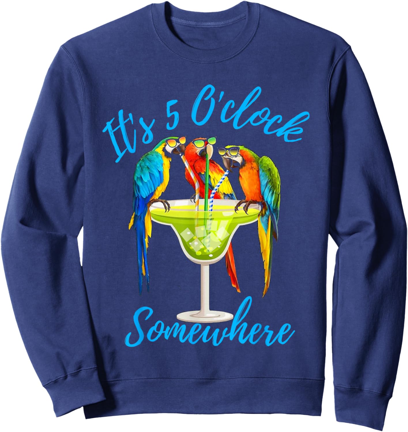 It's 5 O'clock Somewhere Funny Parrot Summer Beach Vacation Women Sweatshirt - Sweatshirt | Navy