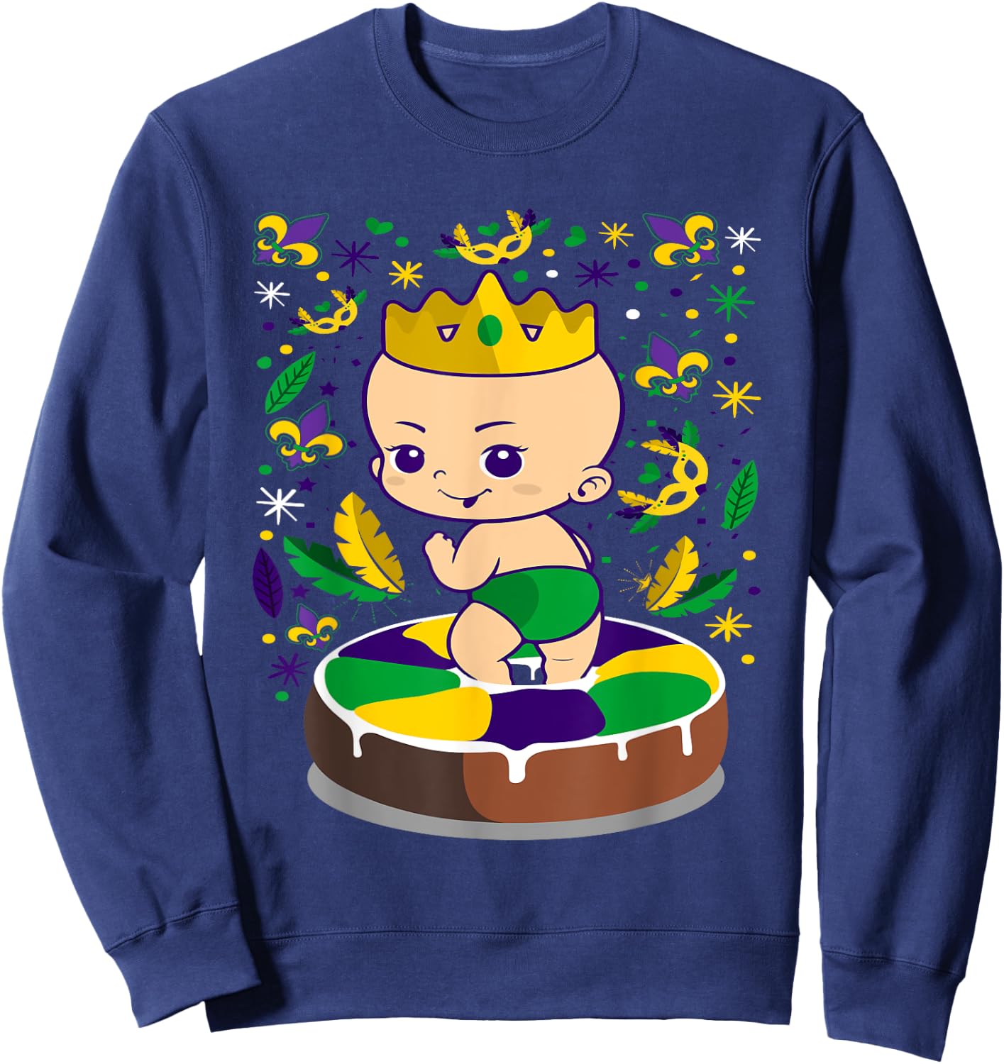 King Cake Mardi Gras Baby Louisiana Gift Sweatshirt - Sweatshirt | Navy