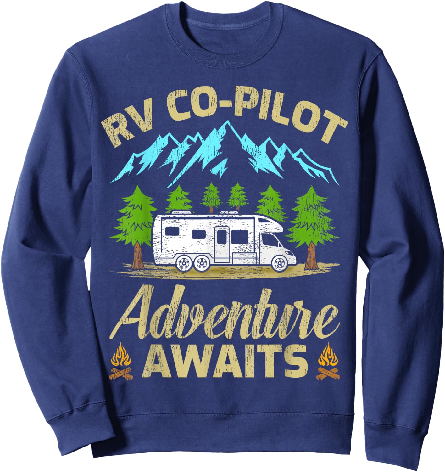 Funny RV Co-Pilot Adventure Awaits RV Camping Sweatshirt - Sweatshirt | Navy