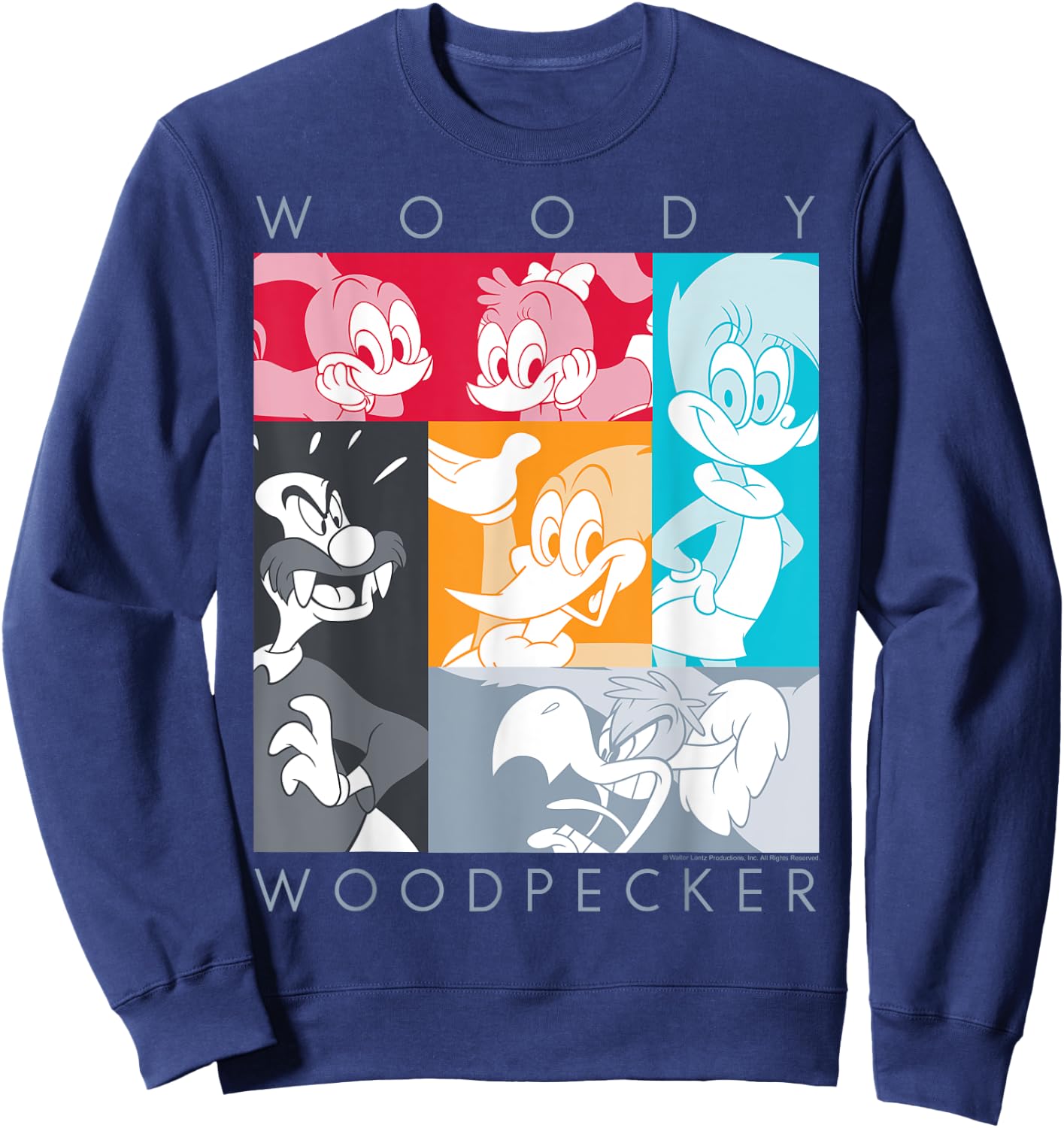 Woody Woodpecker Group Shot Panel Poster Sweatshirt - Sweatshirt | Navy