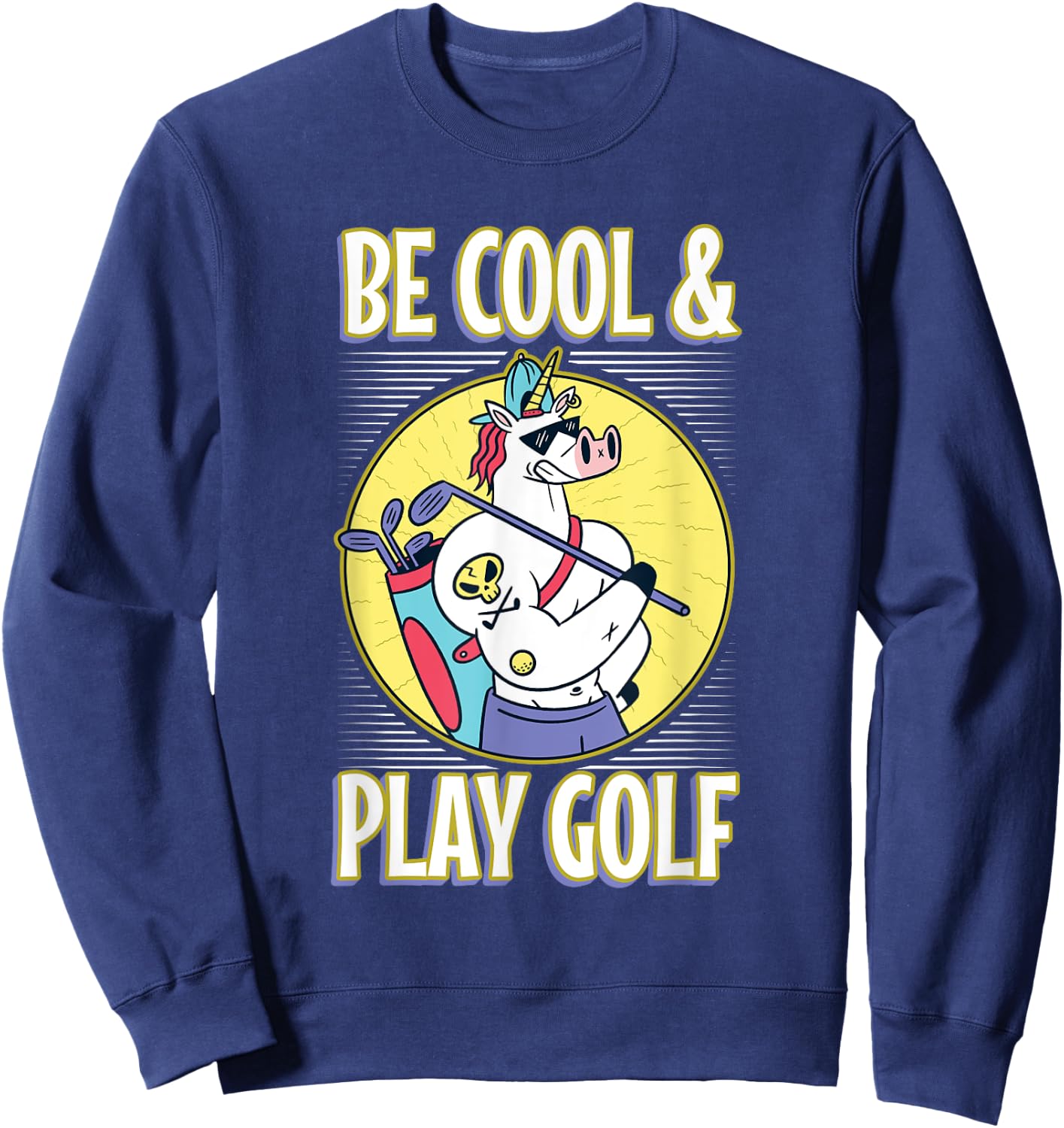Unicorn Cool Play Golf Sports Golf Club Shades Sports Golfer Sweatshirt - Sweatshirt | Navy