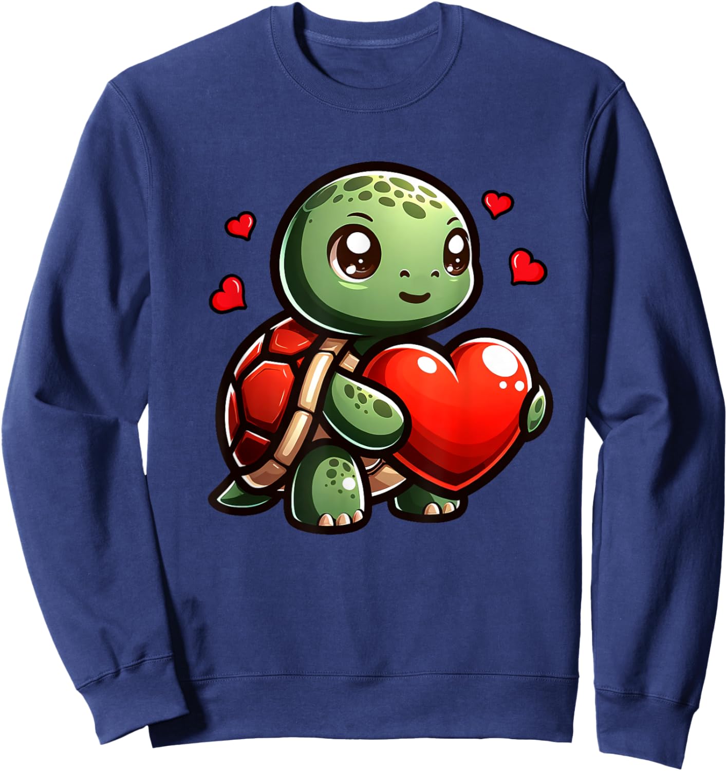 Cute Turtle Funny Heart Lover Valentines Men Women Kids Sweatshirt - Sweatshirt | Navy