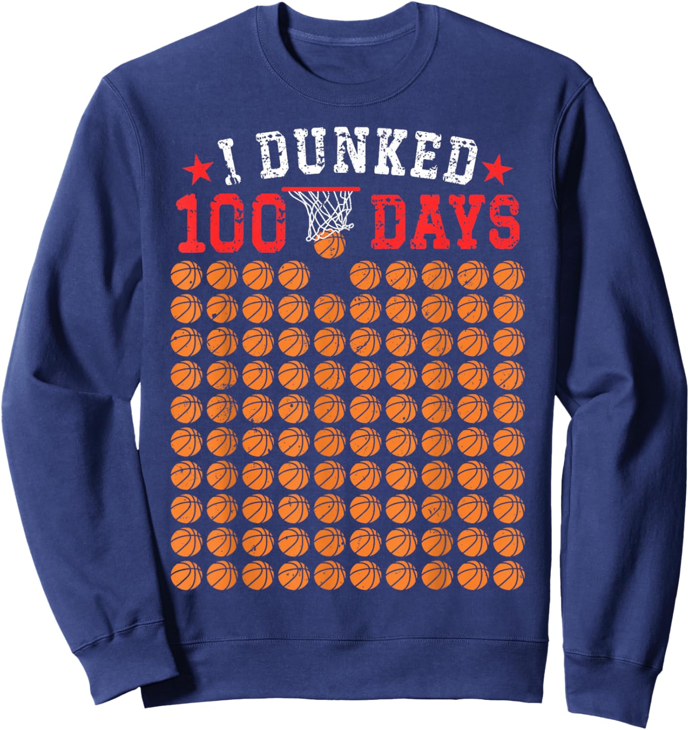 100 Days Of School Basketball Dunked 100th Day For Boys Kids Sweatshirt - Sweatshirt | Navy