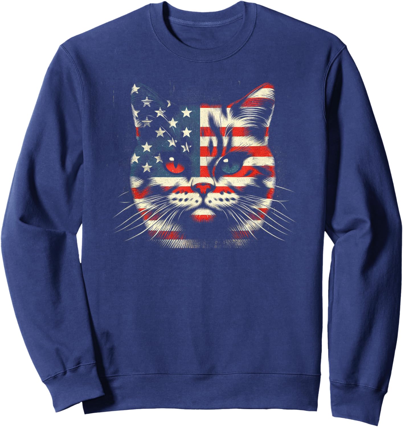 4th Of July American Flag Patriotic cat Kids Men Sweatshirt - Sweatshirt | Navy