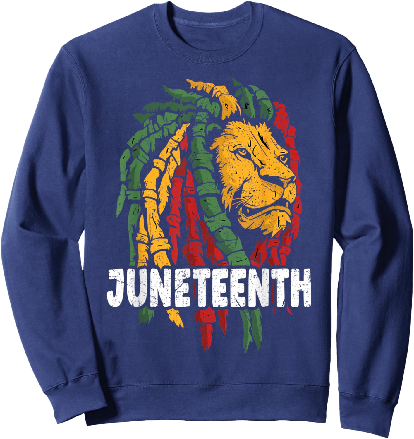 Celebrate Juneteenth Lion African American Freedom Day 1865 Sweatshirt - Sweatshirt | Navy