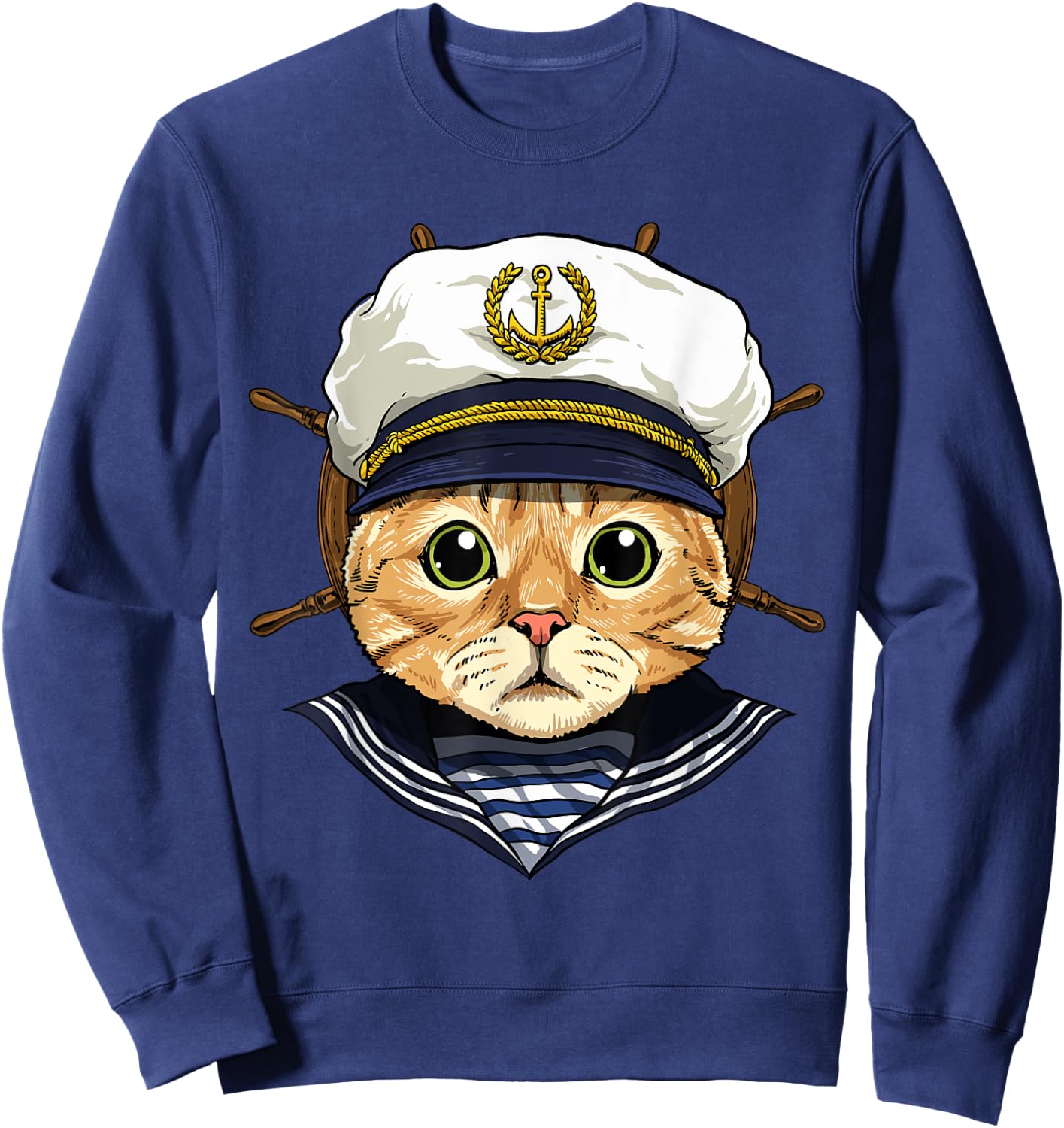 Boat Captain Cat Sailing Boat Lover Owners Sailor Cat Lover Women Girls Kids Sweatshirt - Sweatshirt | Navy