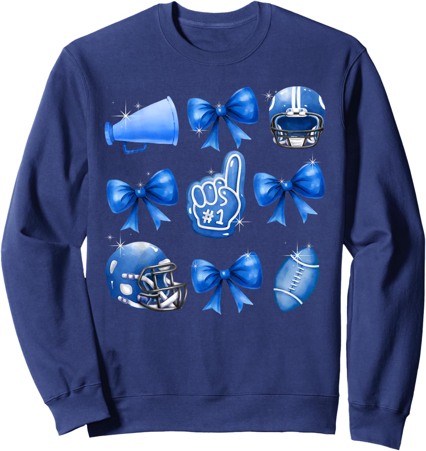 Football Coquette Bow Football Mom Game Day Women Girls Kids Sweatshirt - Sweatshirt | Navy