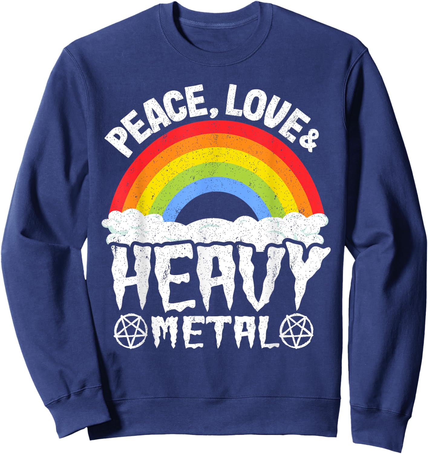 Kids Band Metal Rainbow Unicorn Peace Love & Heavy Metal Sweatshirt - Sweatshirt | Navy