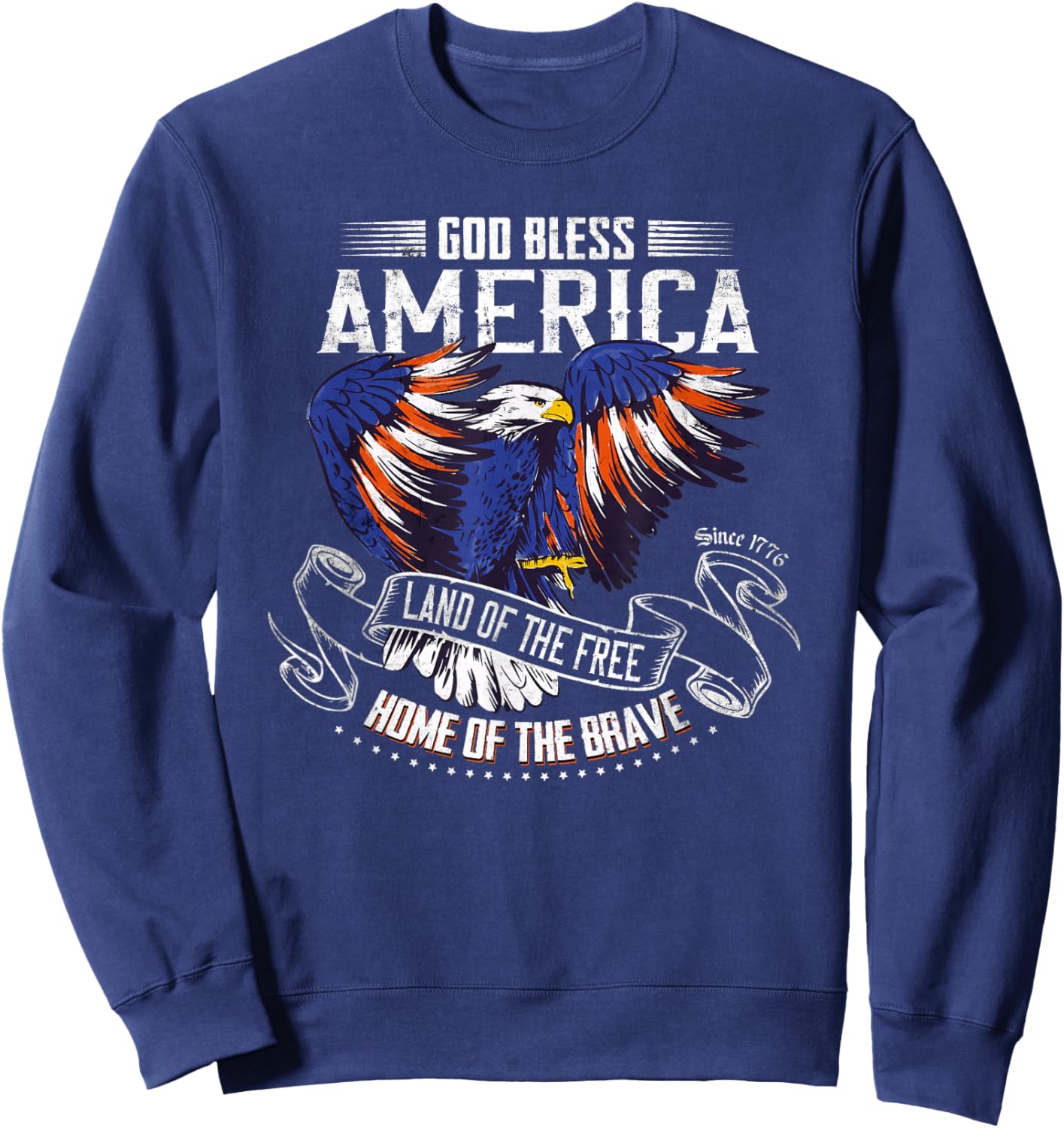 God Bless America | Land of The Free Because of The Brave Sweatshirt - Sweatshirt | Navy