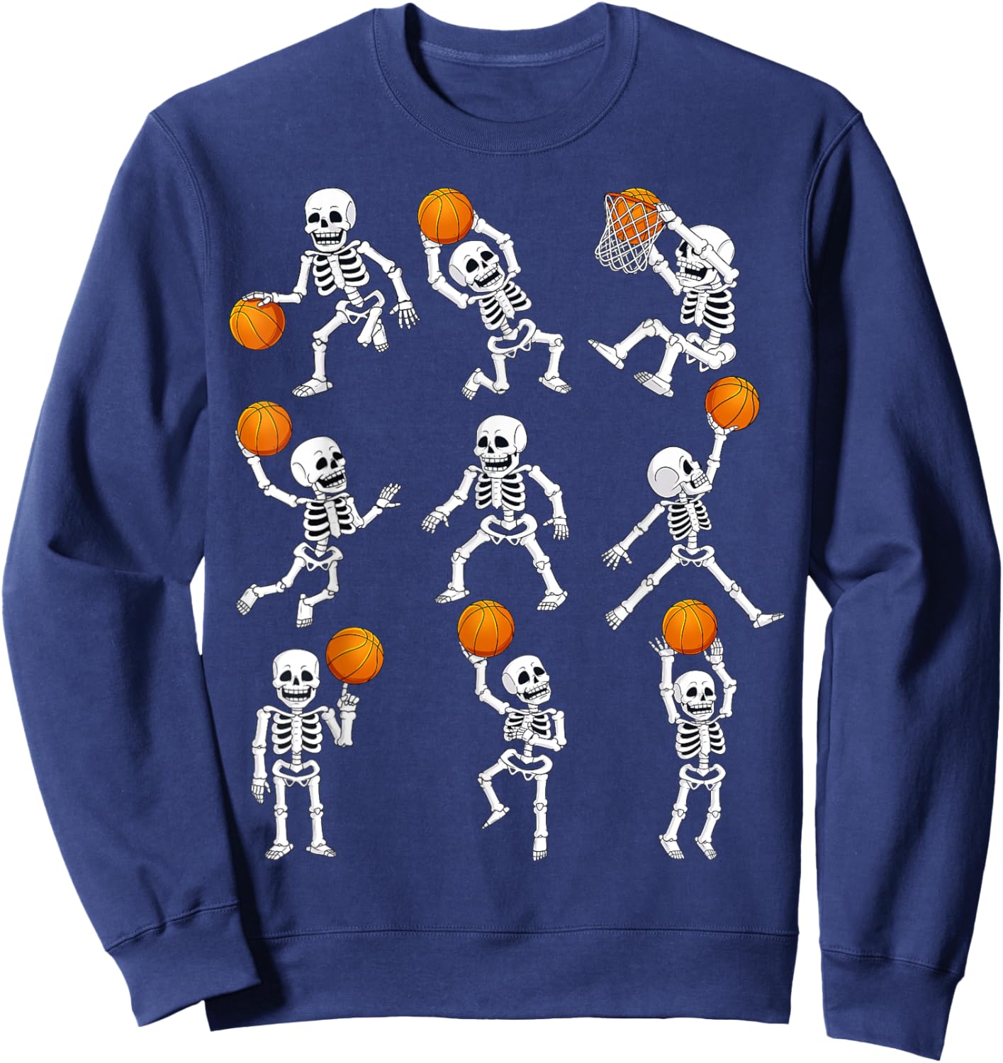 Halloween Basketball Skeletons Dunking Dribble Boys Kids Sweatshirt - Sweatshirt | Navy