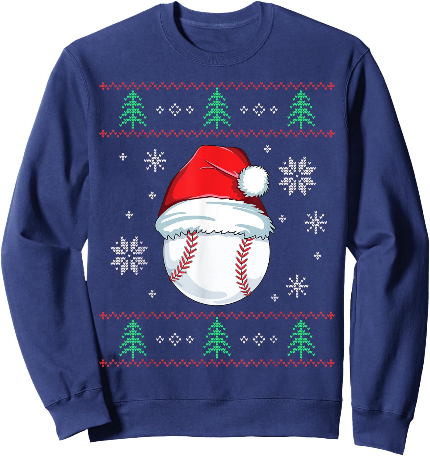 Ugly Christmas Baseball Boys Kids Ball Santa Pajama Sweatshirt - Sweatshirt | Navy