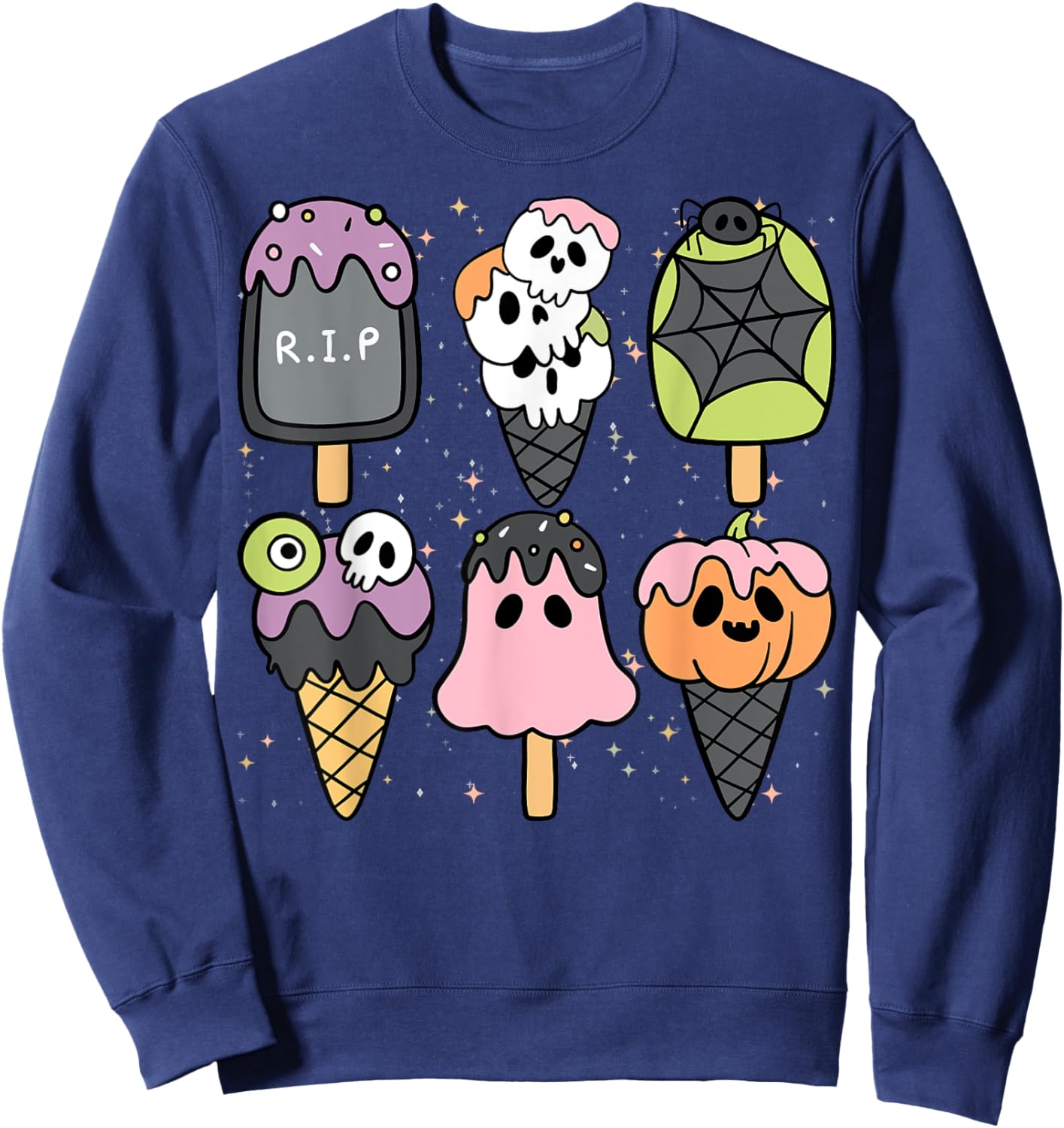 Horror Movie Summer Popsicle Halloween Ice Cream Summer-ween Women Kids Sweatshirt - Sweatshirt | Navy