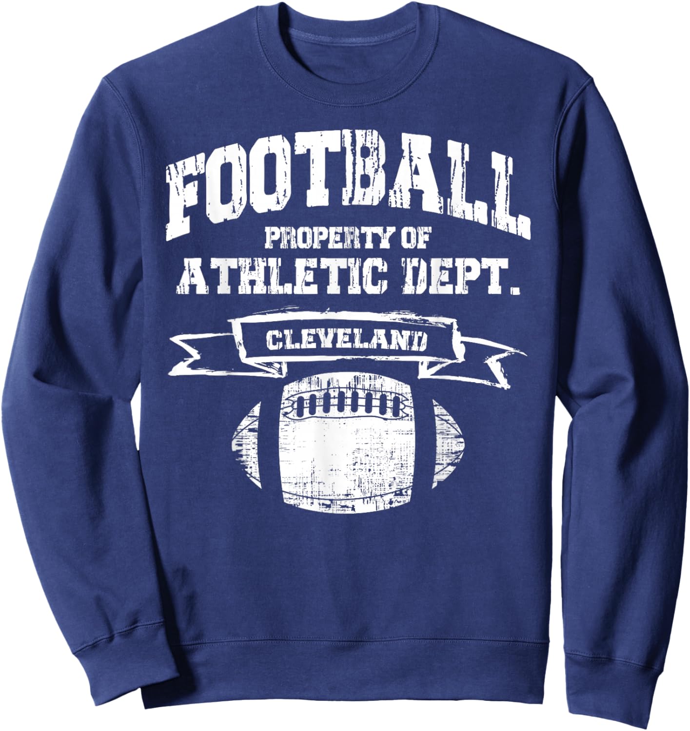 Fußballeigentum in Cleveland der Athletic Dept. Retro-Grunge Sweatshirt - Sweatshirt | Navy