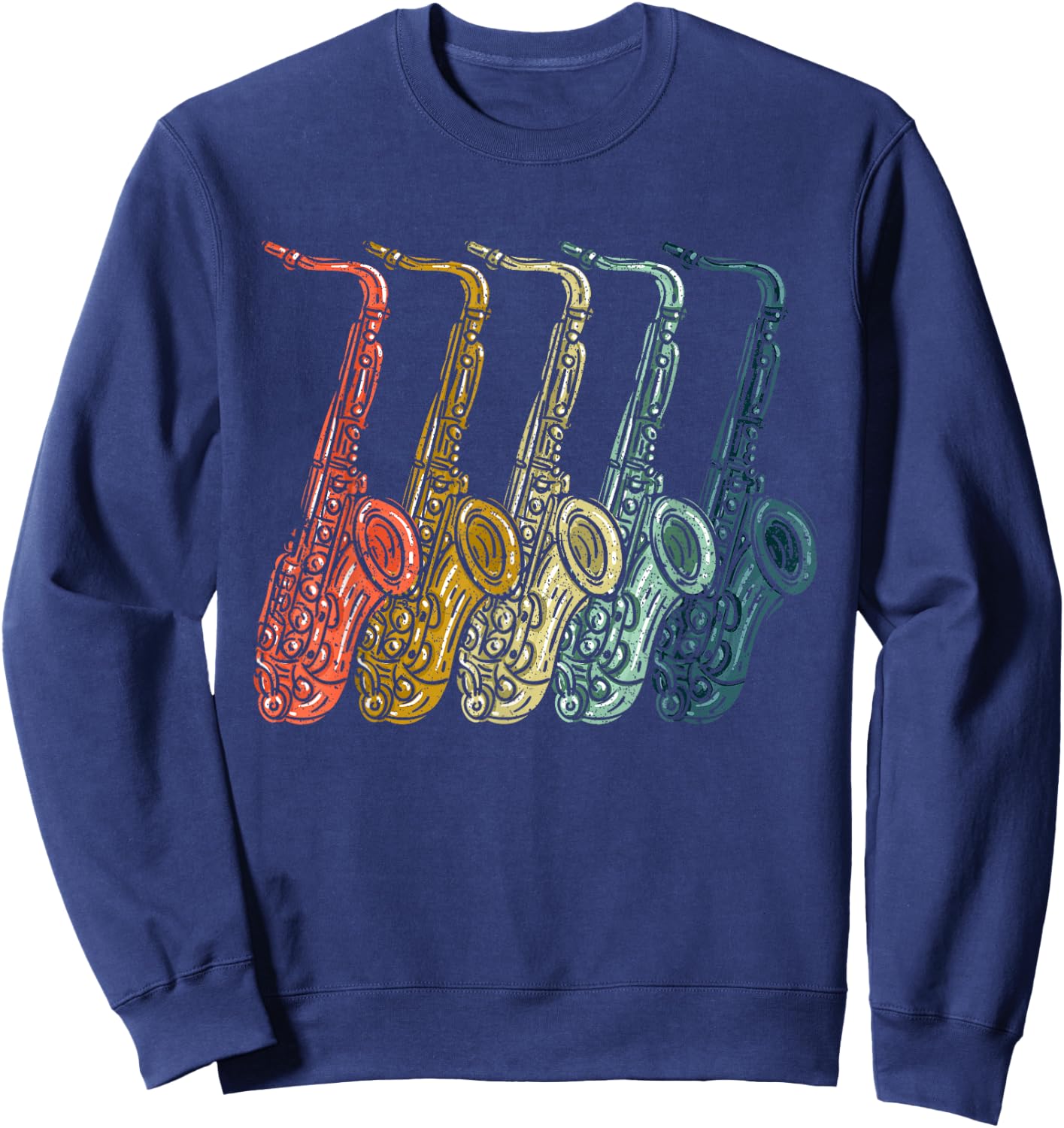 Vintage Saxophone Design Women Sax Lover Saxophonist Sweatshirt - Sweatshirt | Navy