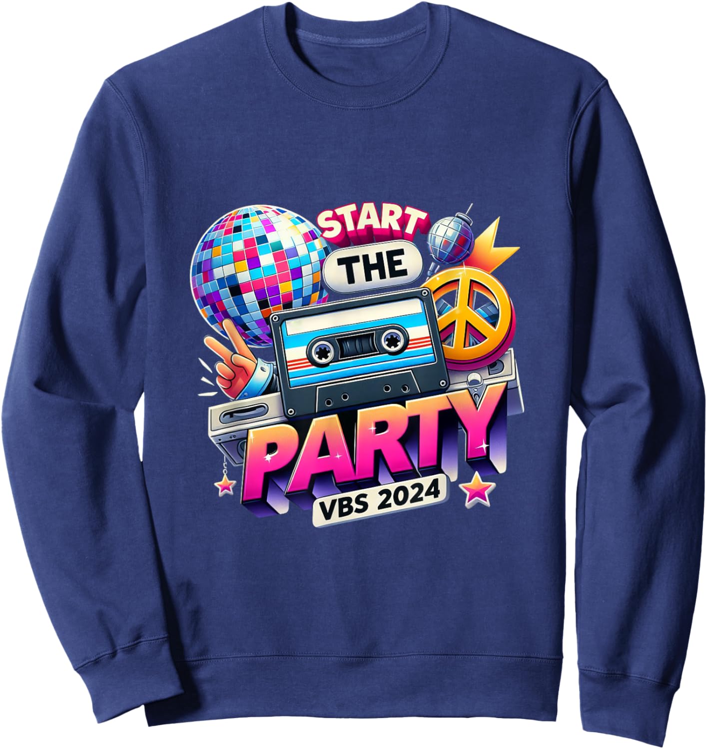 Vacation Bible School 2024 Start The Party Funny VBS 2024 Sweatshirt - Sweatshirt | Navy