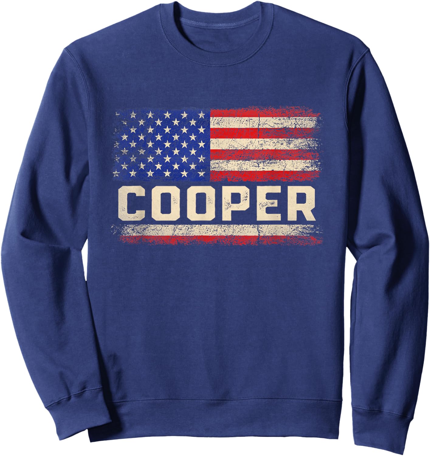Cooper Last Name Shirt Cooper Name American Flag Sweatshirt - Sweatshirt | Navy