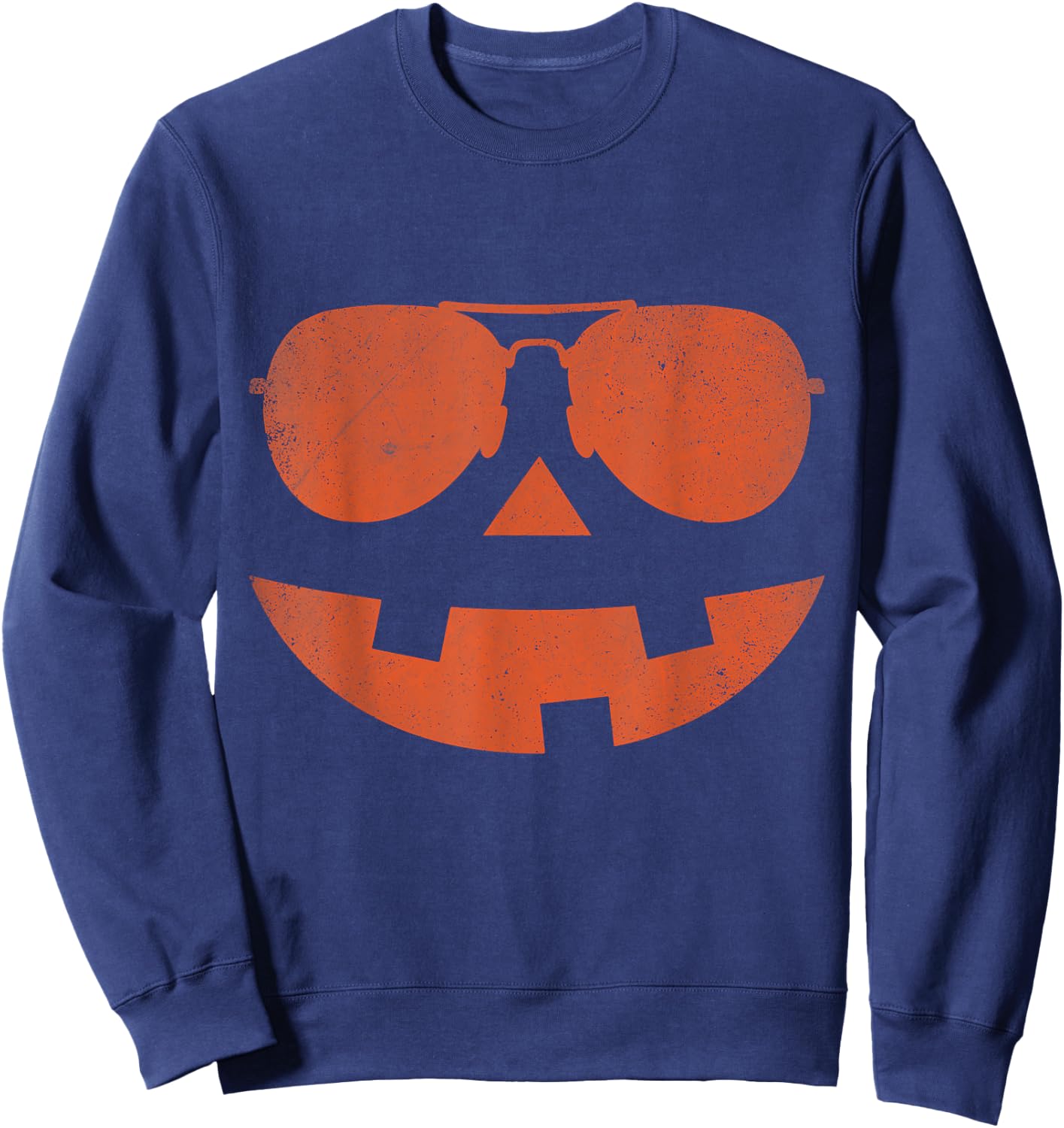 Jack O Lantern Sunglasses Pumpkin Face Halloween Costume Sweatshirt - Sweatshirt | Navy