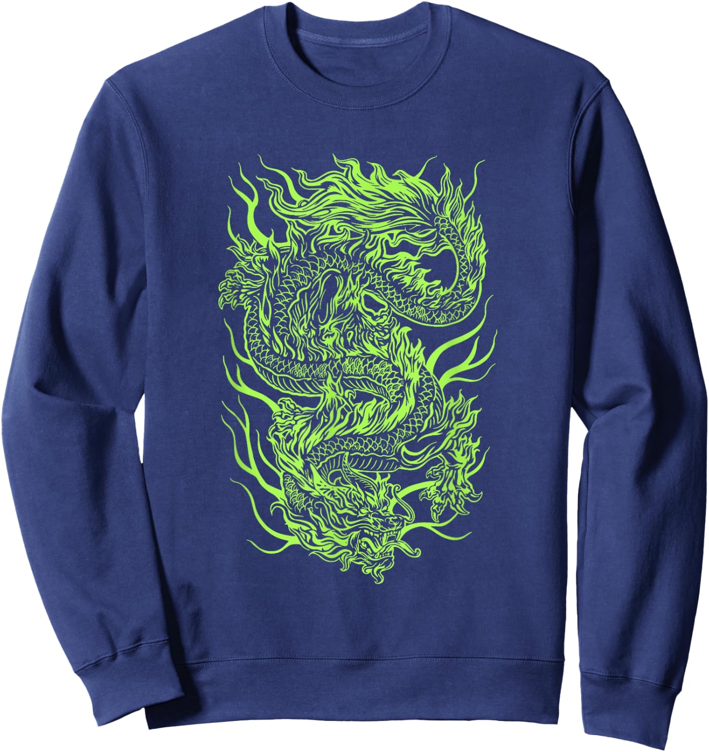 Green Chinese Dragon Grunge Aesthetic Egirl Teen Girls Women Sweatshirt - Sweatshirt | Navy