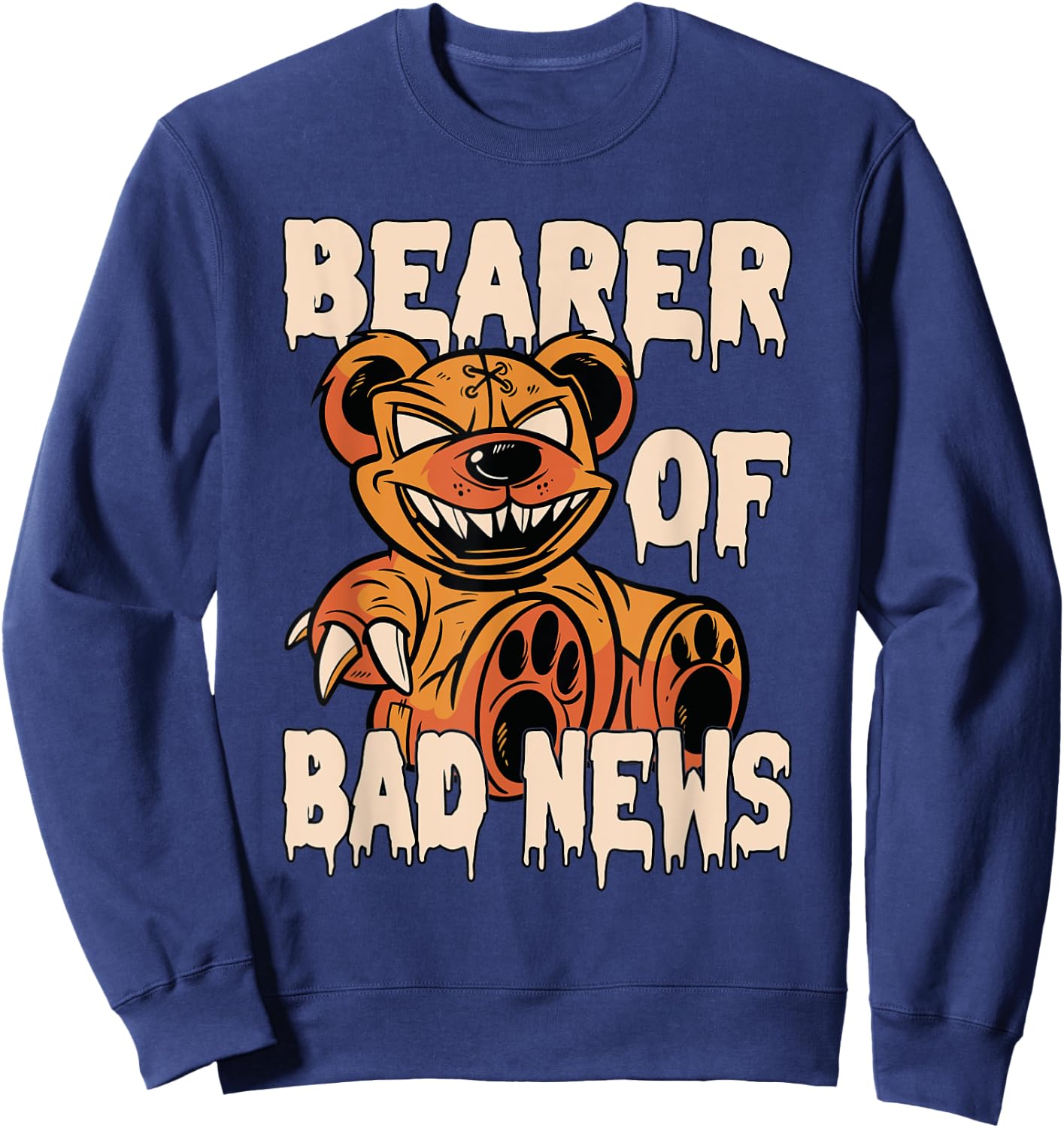 Bearer of Bad News Horror Teddy Bear Sweatshirt - Sweatshirt | Navy