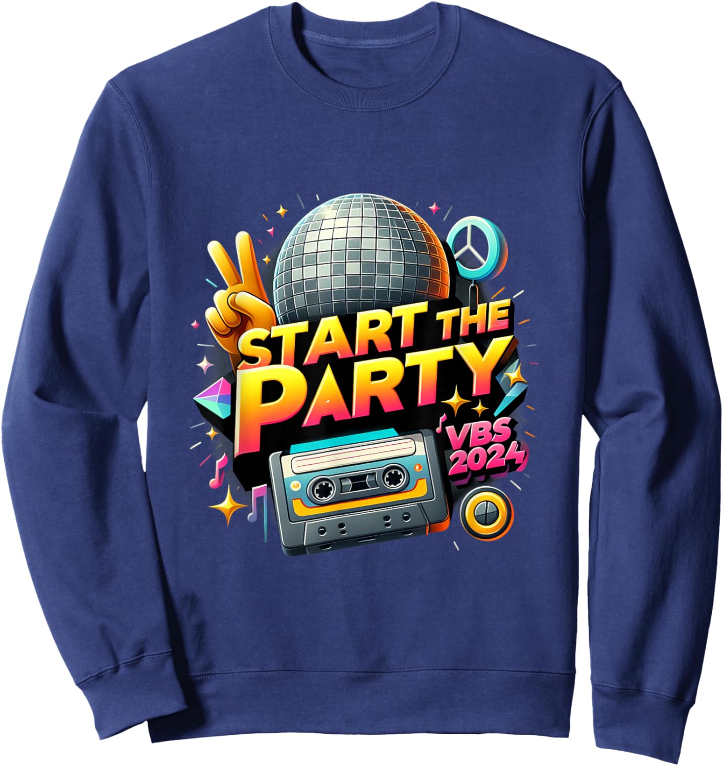Start The Party Funny VBS 2024 Vacation Bible School 2024 Sweatshirt - Sweatshirt | Navy
