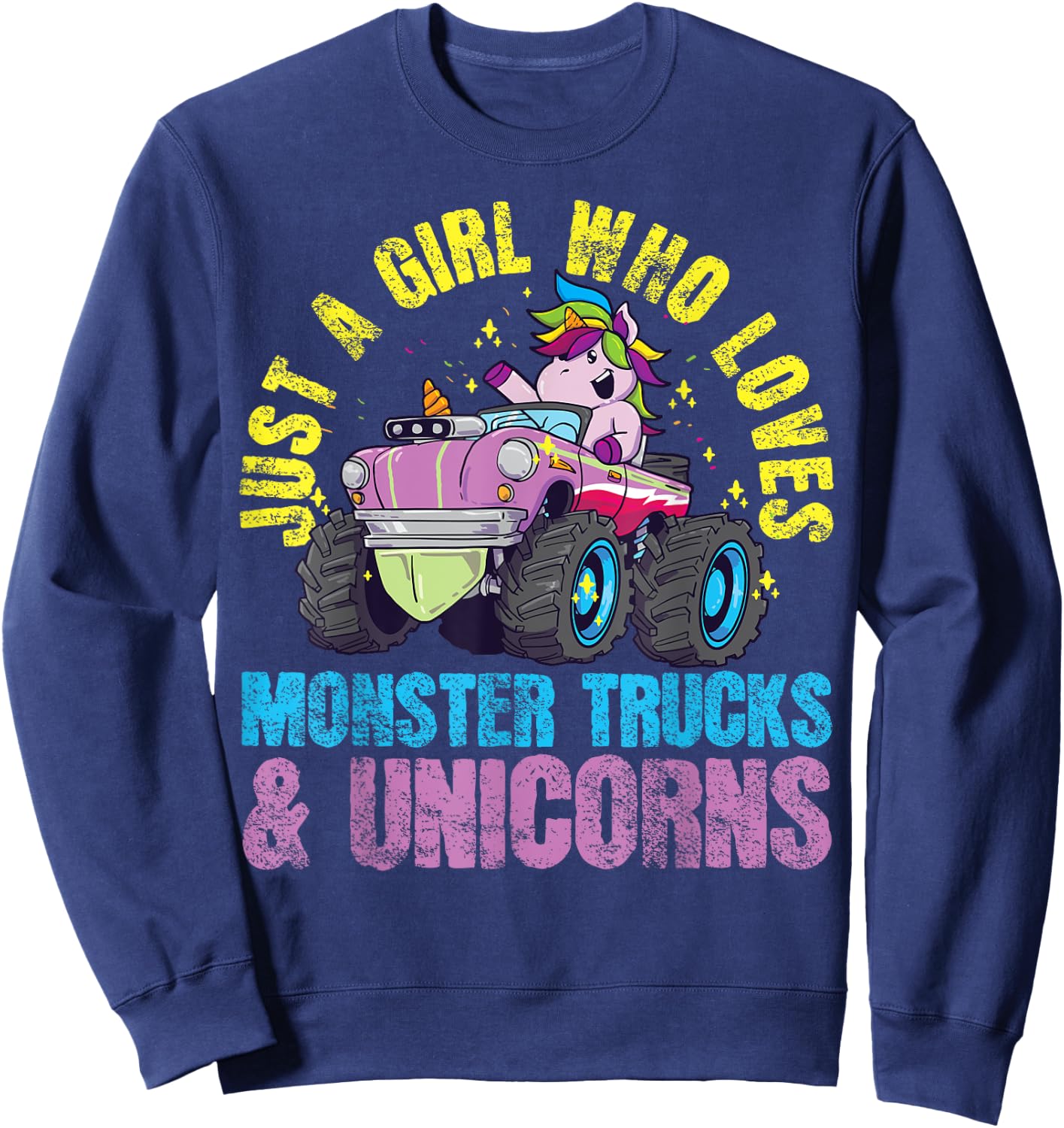 Monster Truck Unicorn Girl Sweatshirt - Sweatshirt | Navy