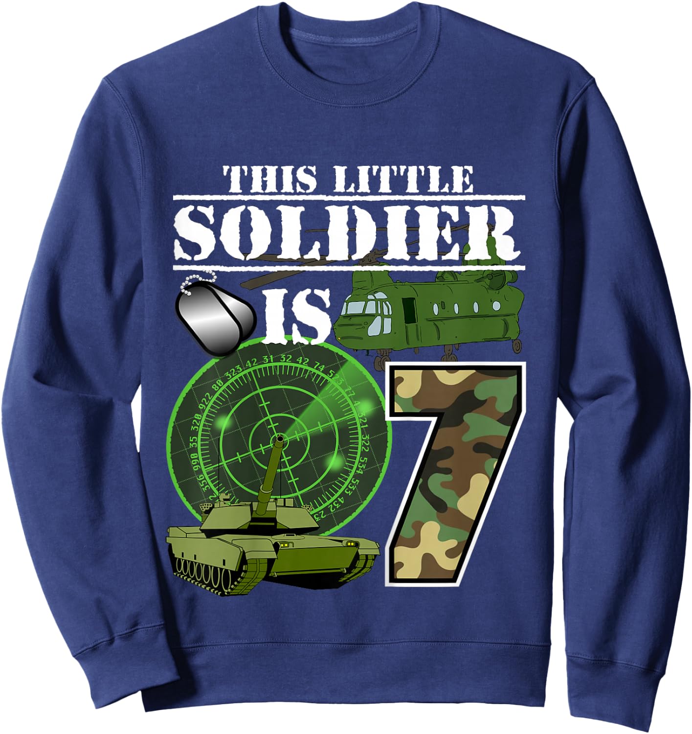 7 Year Old Soldier Birthday T Shirt Military Camo 7th Gift Sweatshirt - Sweatshirt | Navy