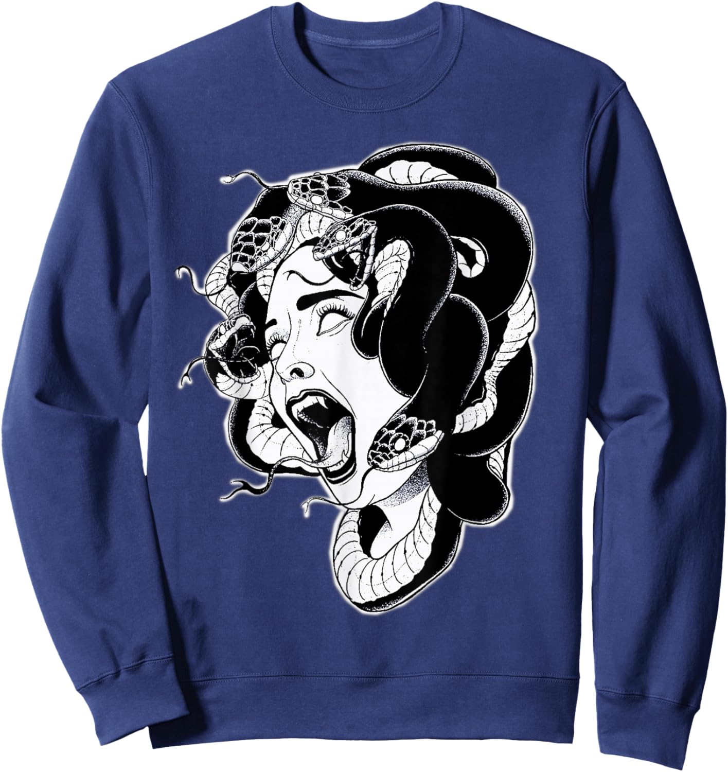 Medusa Blackwork Tattoo Flash Sweatshirt - Sweatshirt | Navy