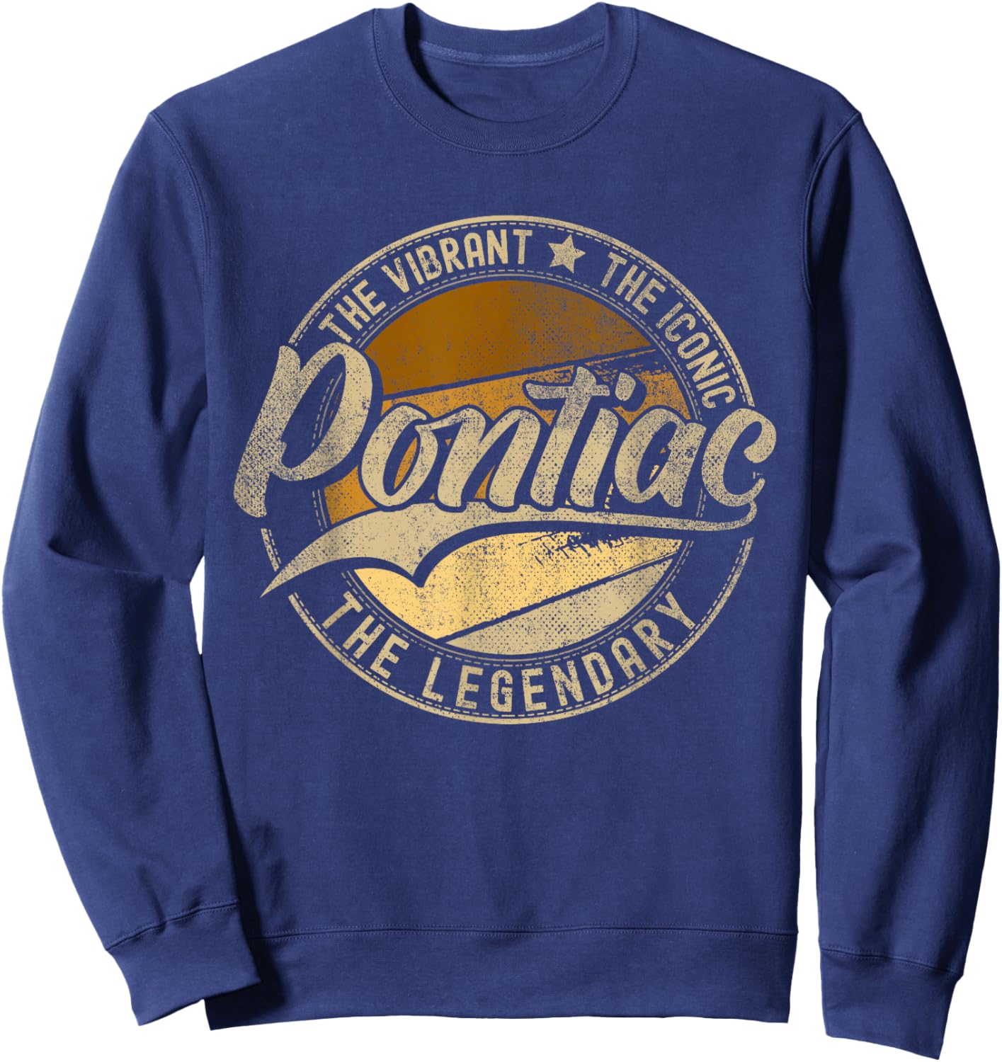 Pontiac MI | Michigan | Vintage Distressed , Small, Black Sweatshirt - Sweatshirt | Navy