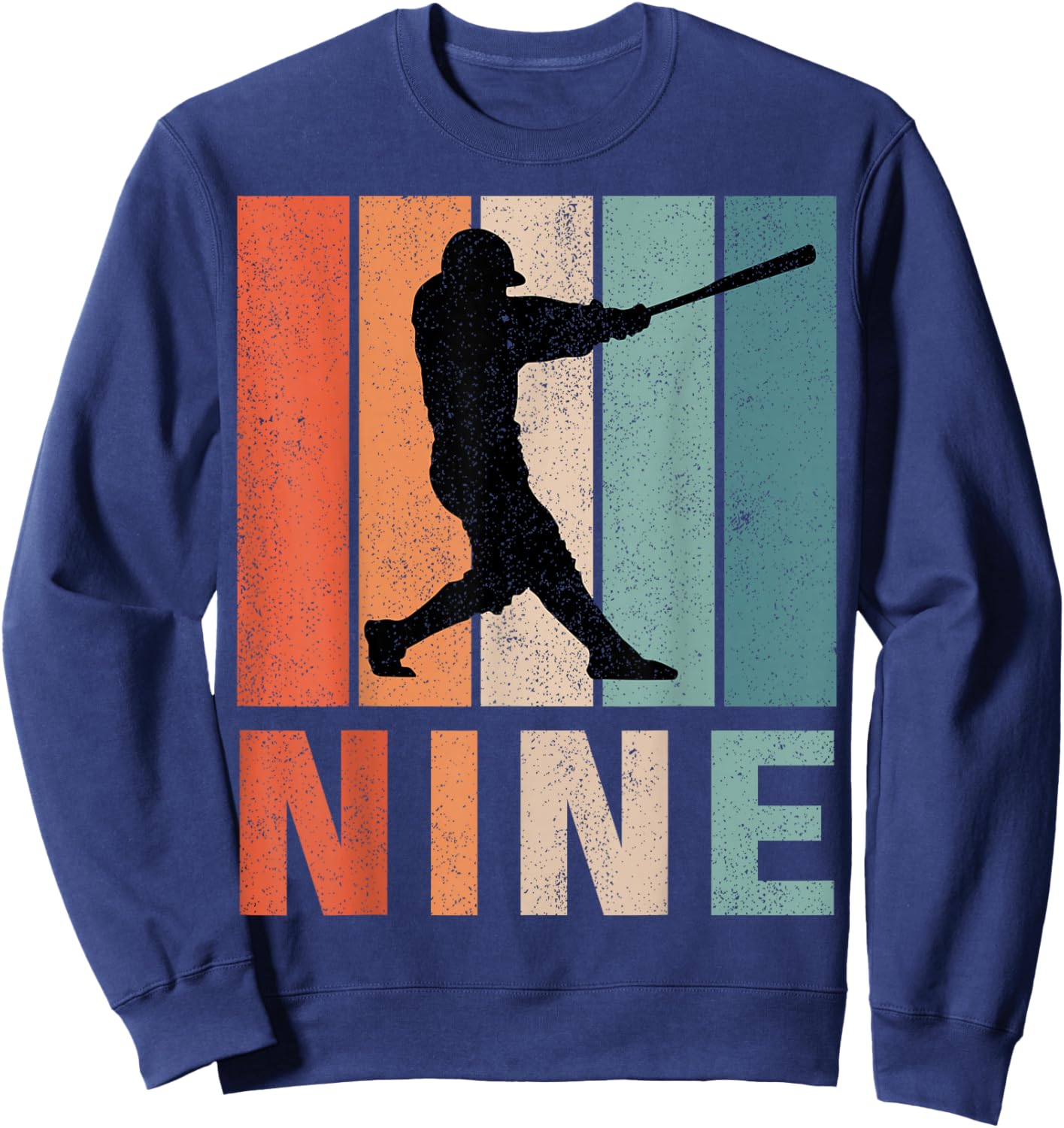 9th Birthday Retro Baseball Player Boys Kids 9 Years Old Sweatshirt - Sweatshirt | Navy