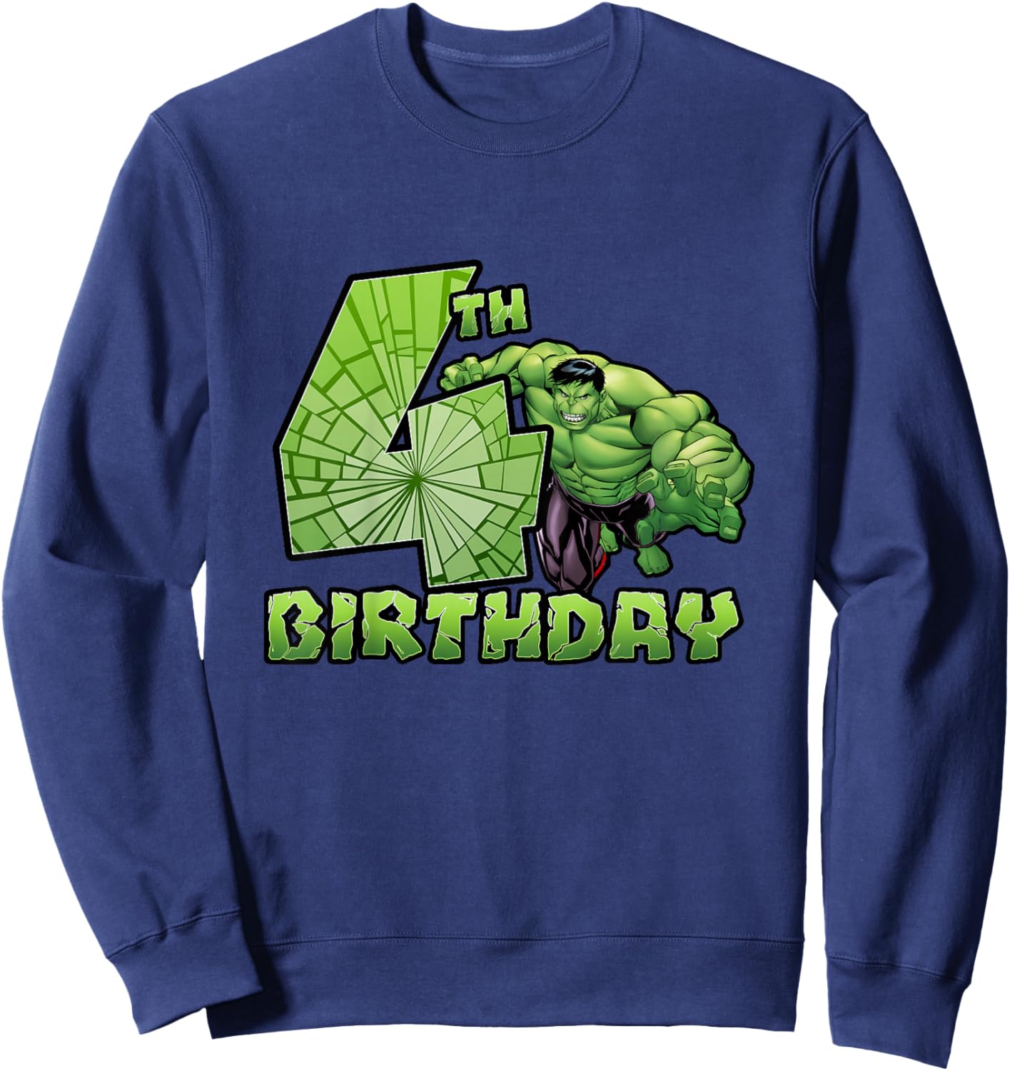 Kids Marvel Avengers Classic Hulk Smashing 4th Birthday Sweatshirt - Sweatshirt | Navy