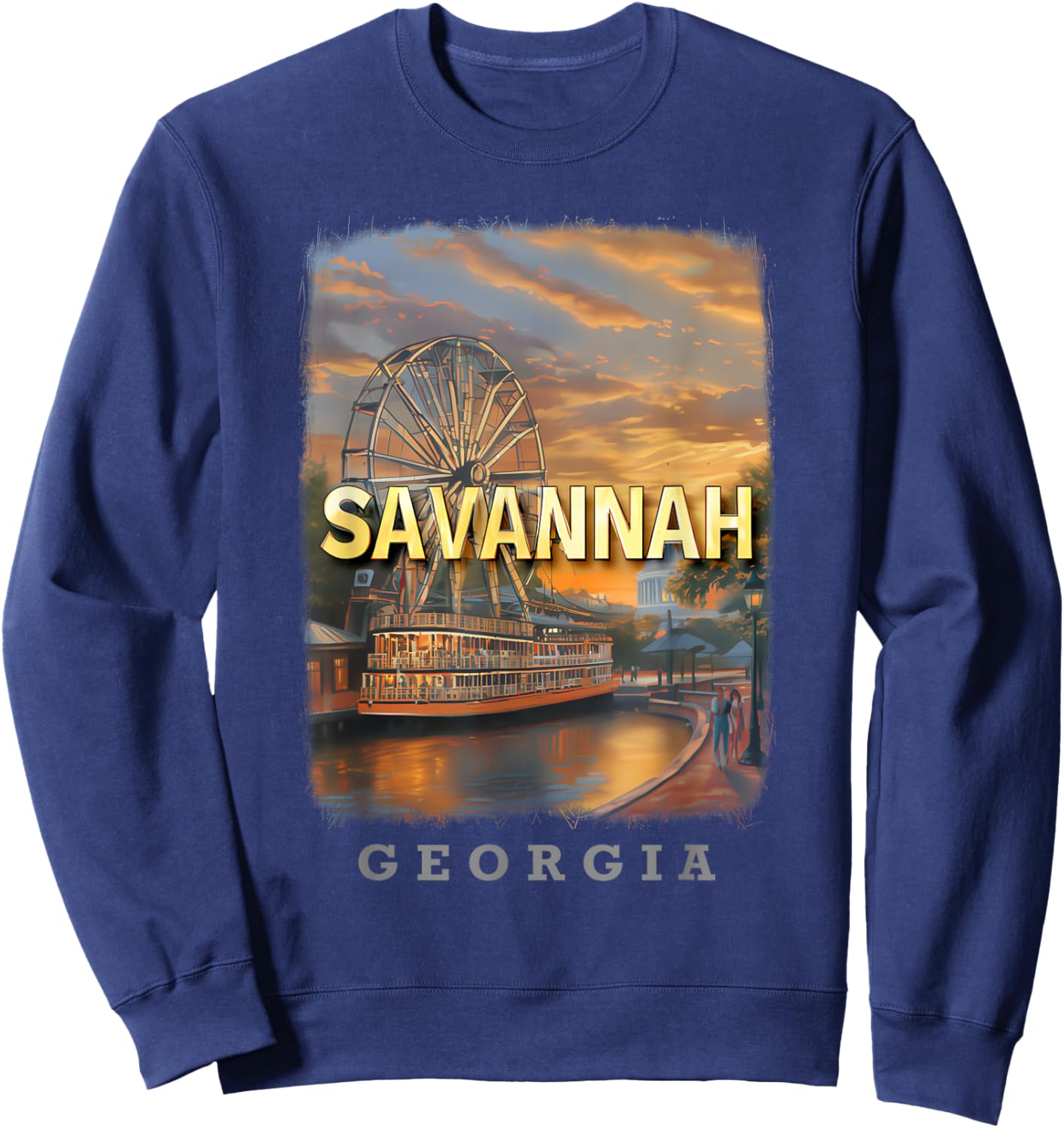 Savannah Georgia GA Riverfront Charm SD110 Sweatshirt - Sweatshirt | Navy